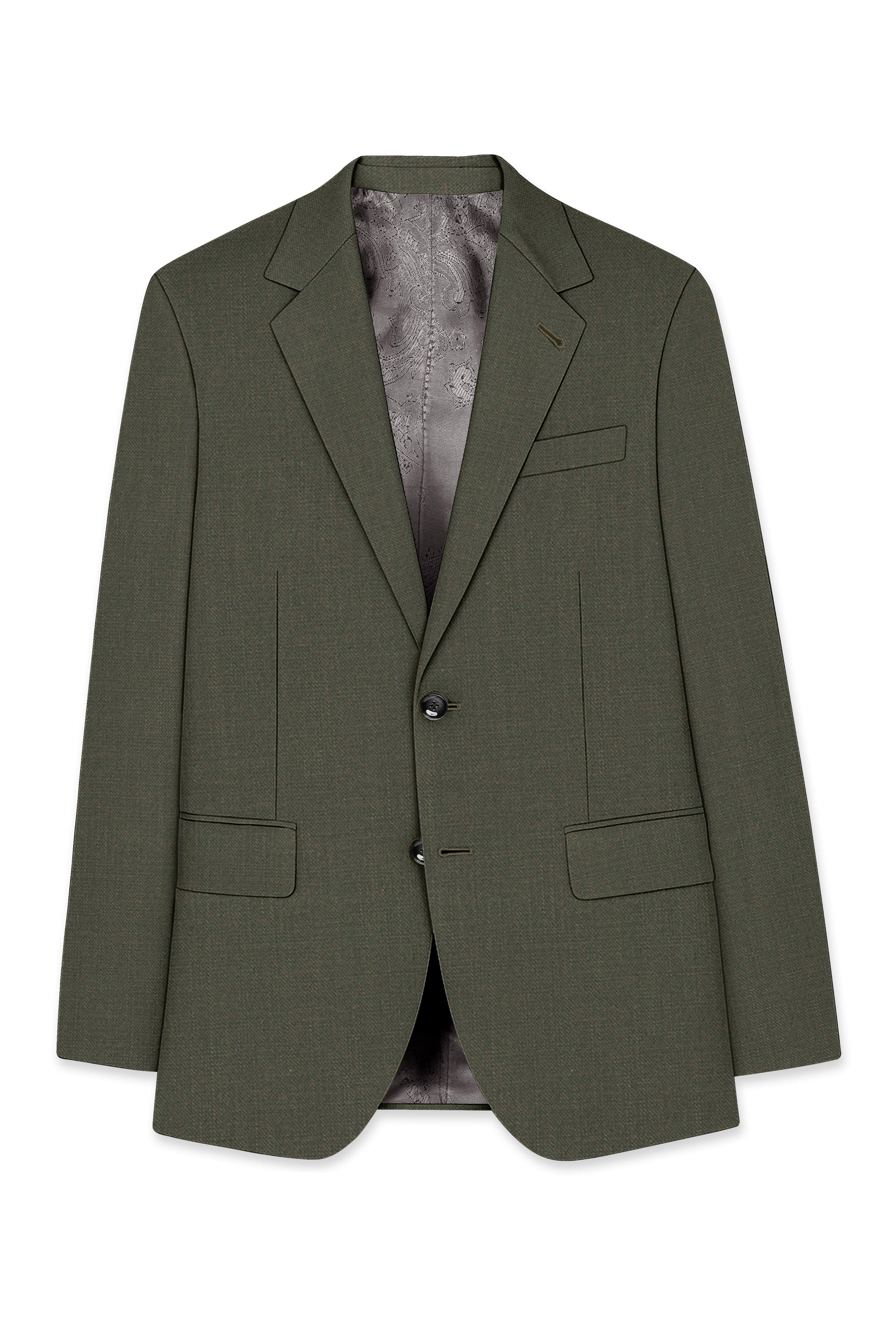 Virenzo-Rifle Green Luxurious Linen Single Breasted Stretchable traveler Suit