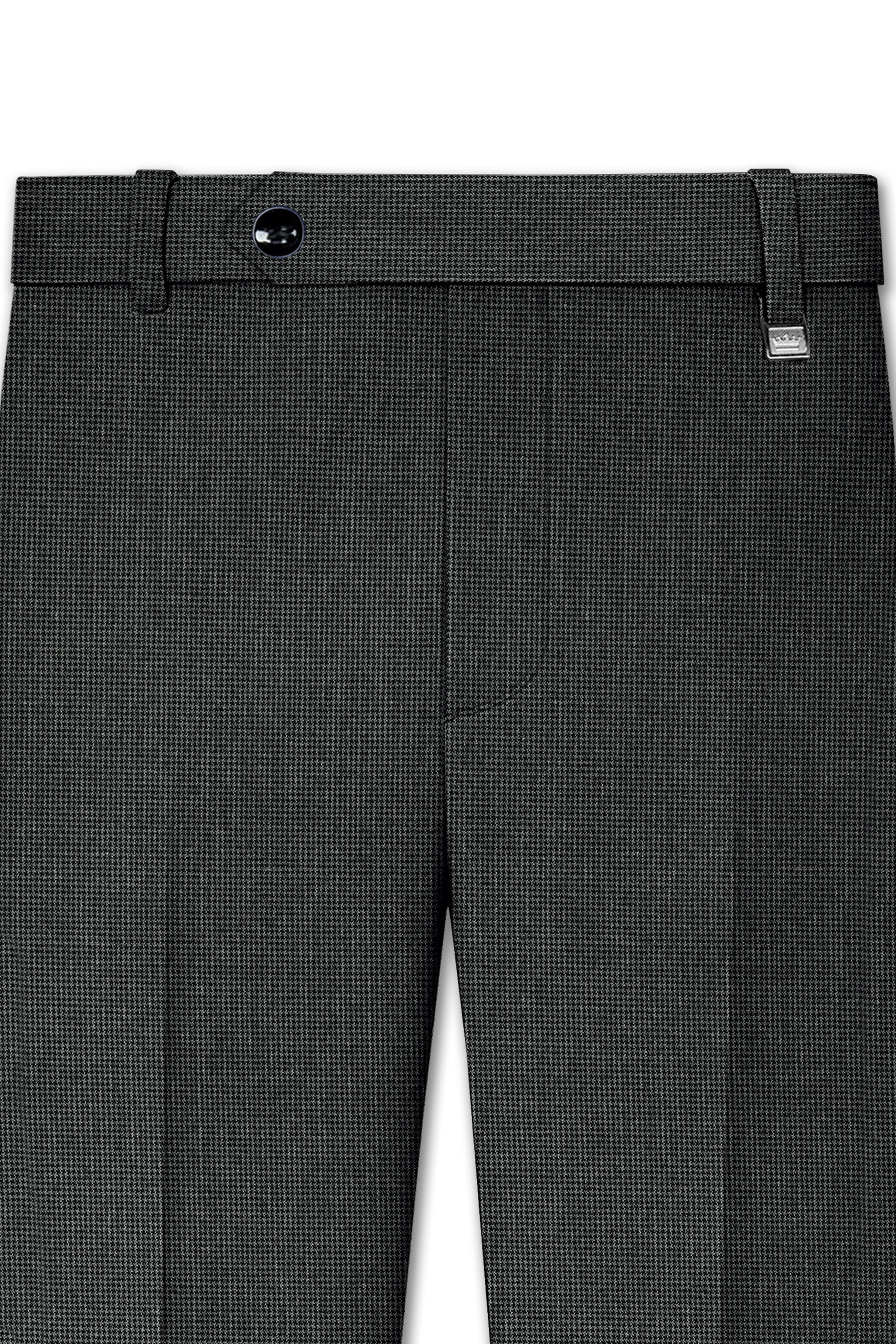 Cinerro-Mine Shaft Gray Houndstooth Wool Rich Textured Double Breasted Suit