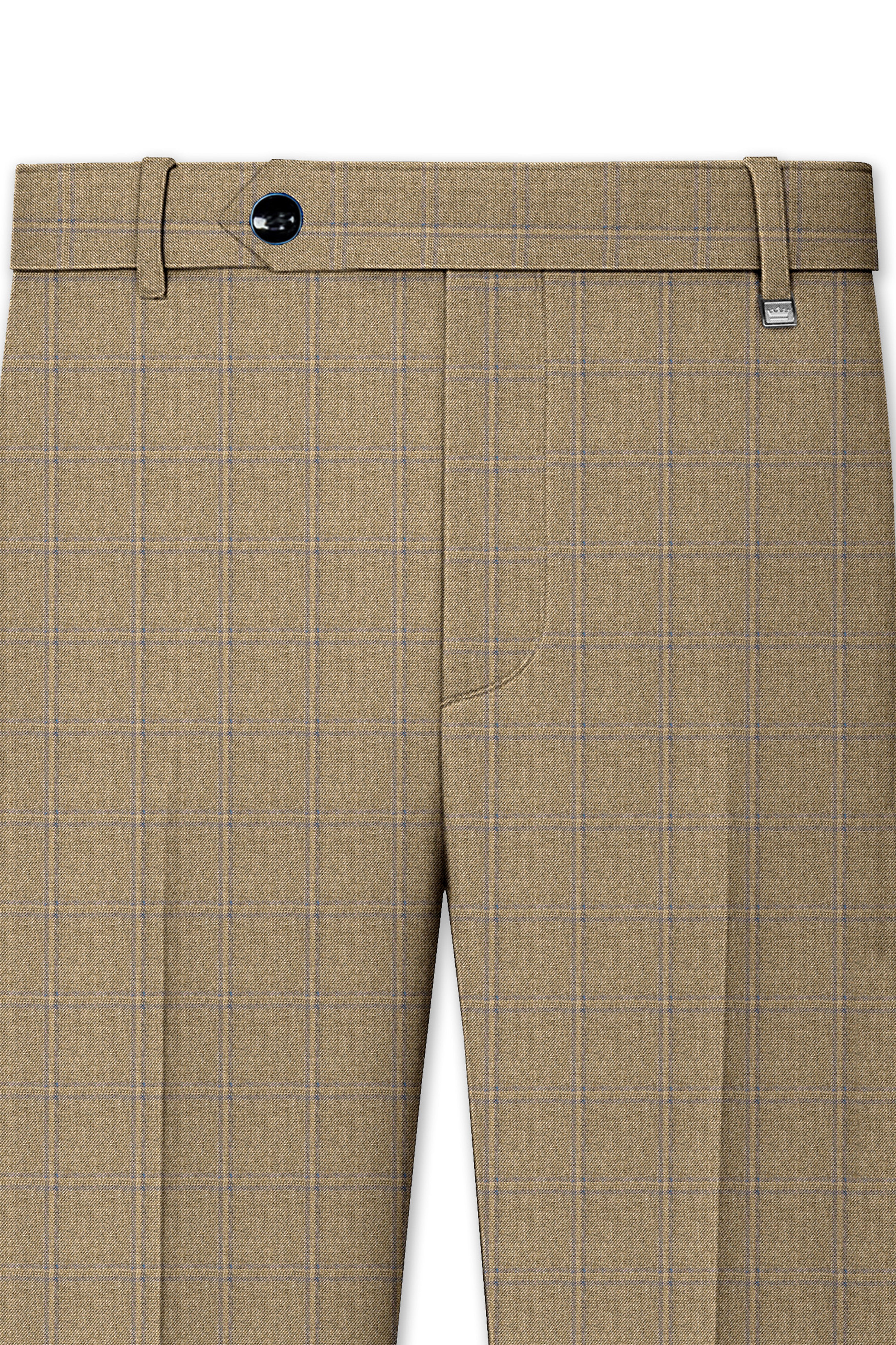 Terravo-Roman Brown Windowpane Wool Rich Single Breasted Suit