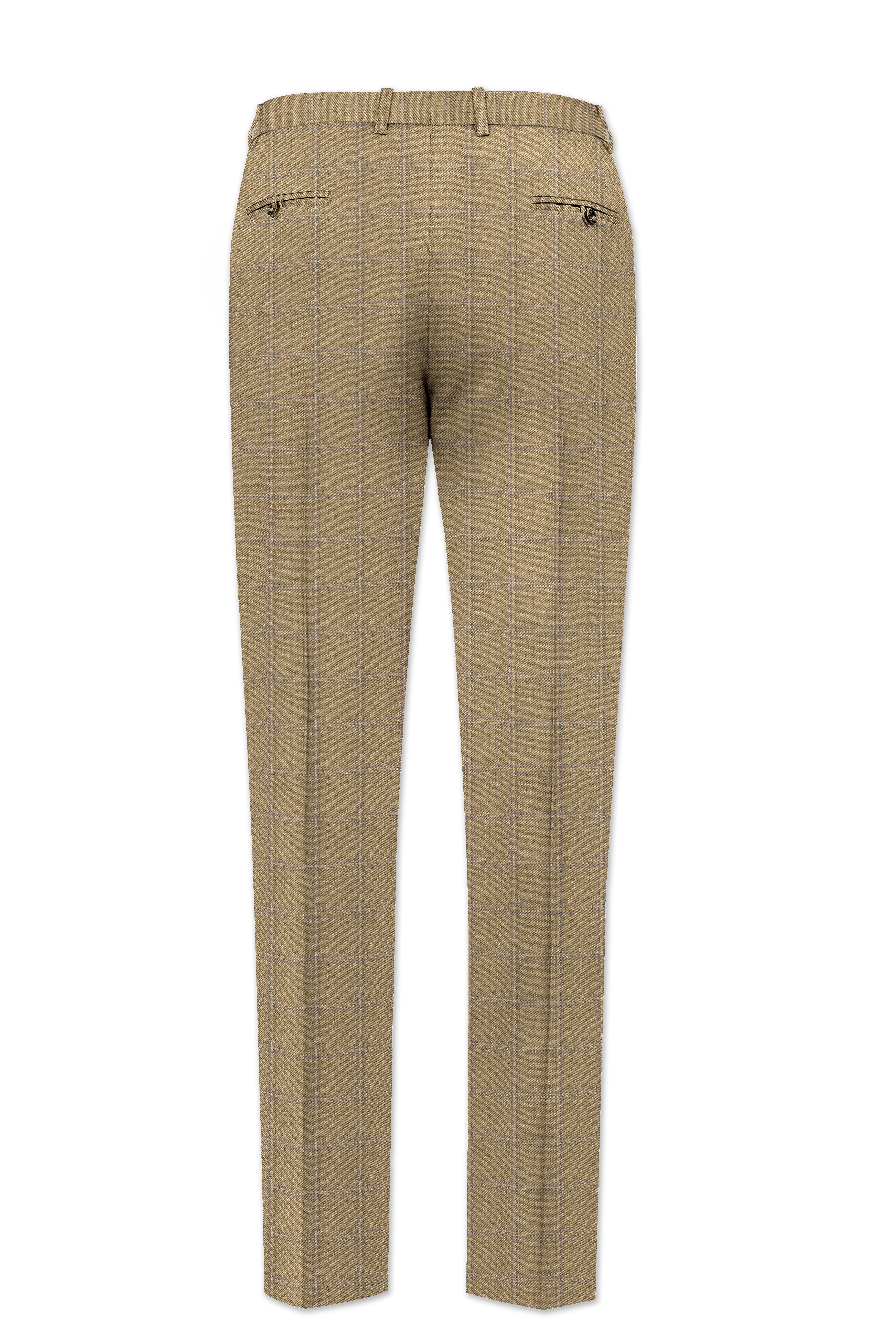 Terravo-Roman Brown Windowpane Wool Rich Single Breasted Suit