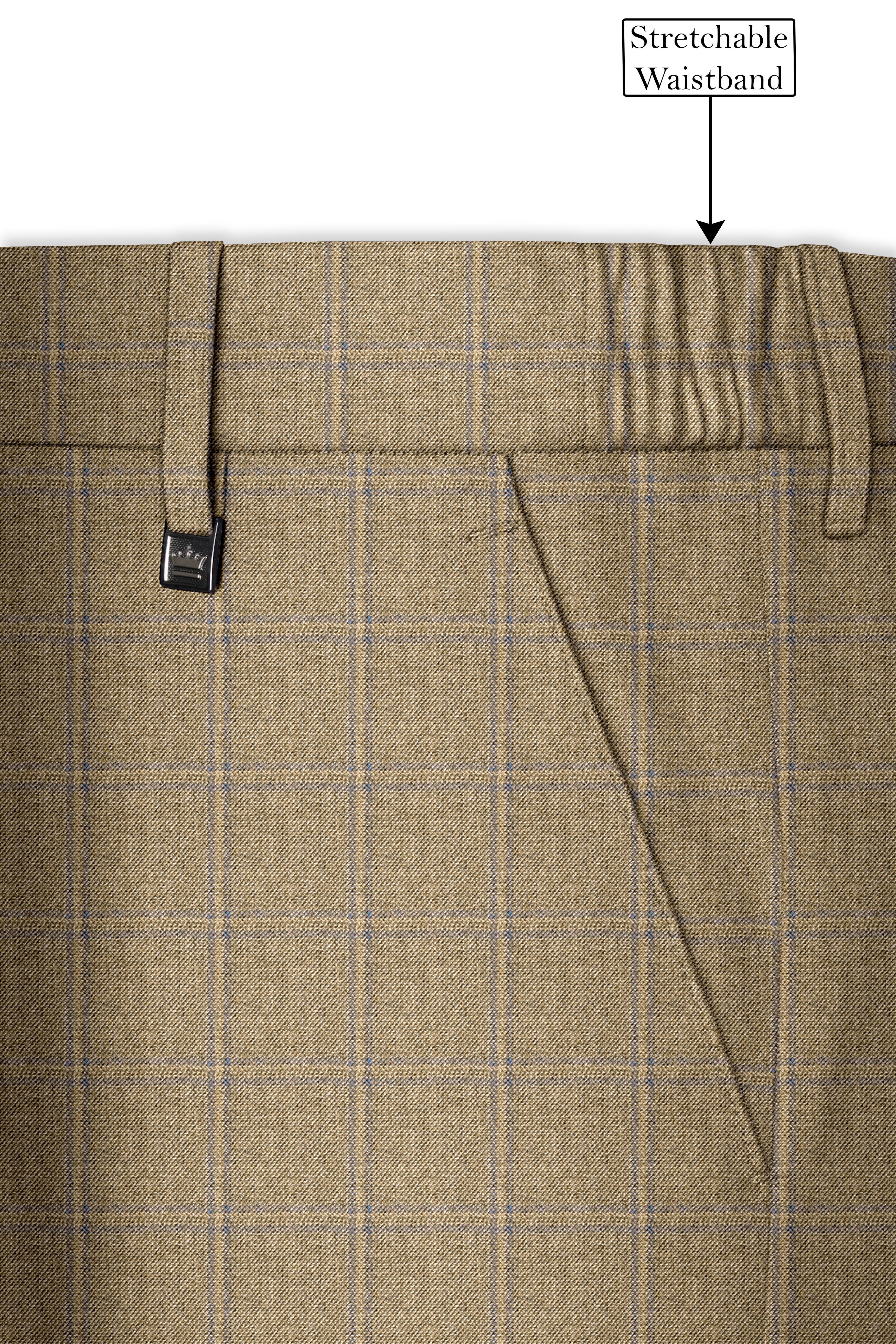 Terravo-Roman Brown Windowpane Wool Rich Single Breasted Suit