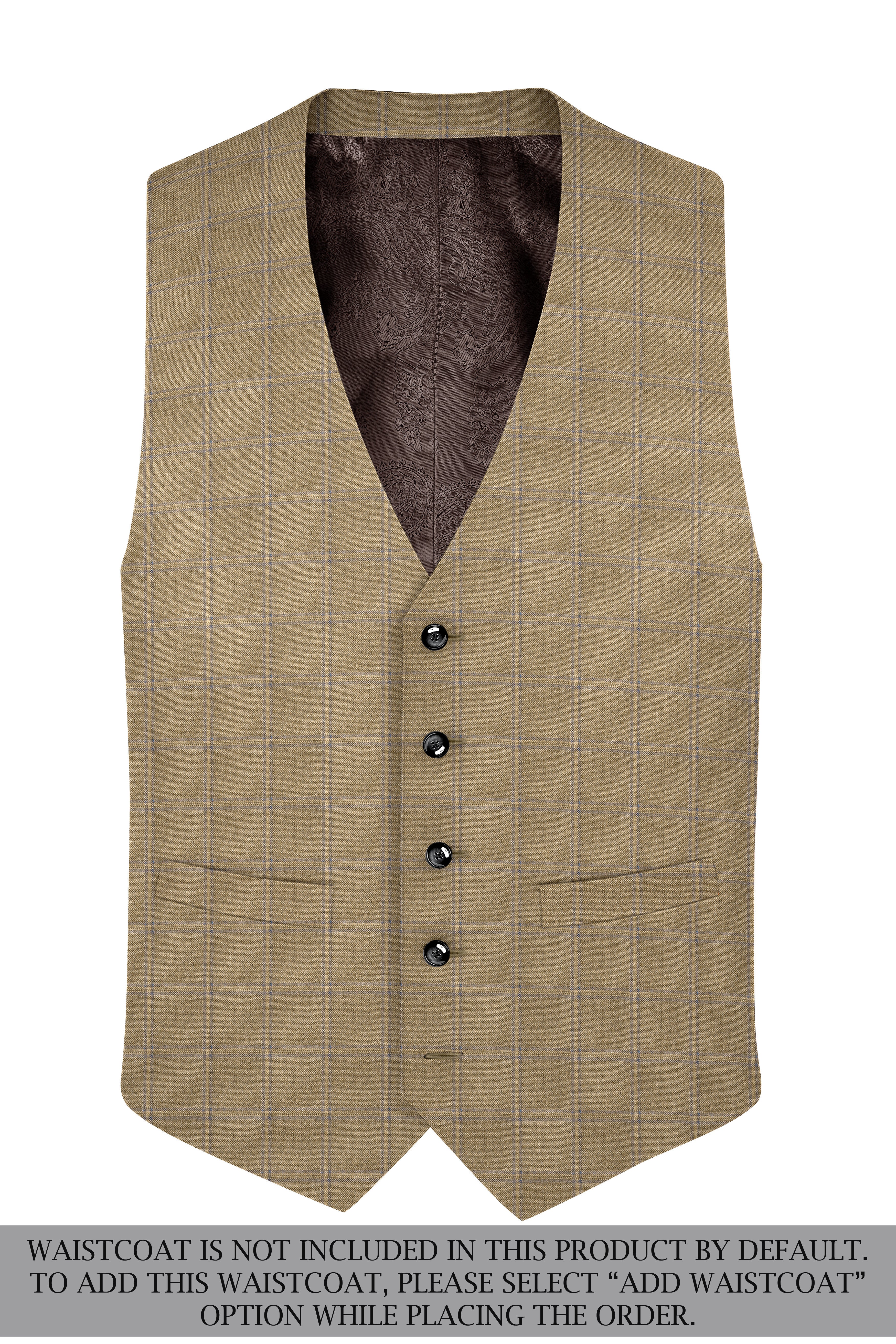 Terravo-Roman Brown Windowpane Wool Rich Single Breasted Suit