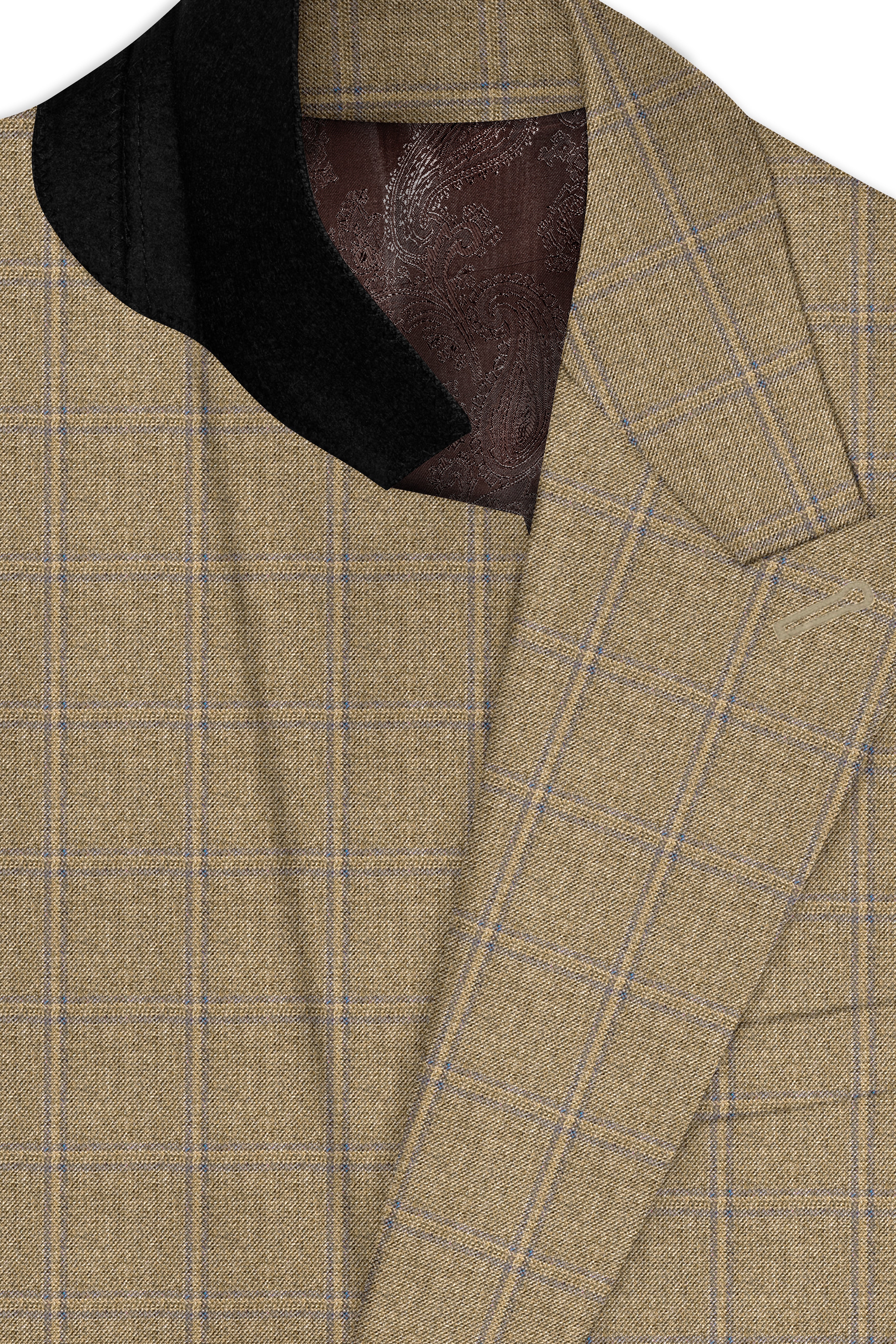 Terravo-Roman Brown Windowpane Wool Rich Single Breasted Suit