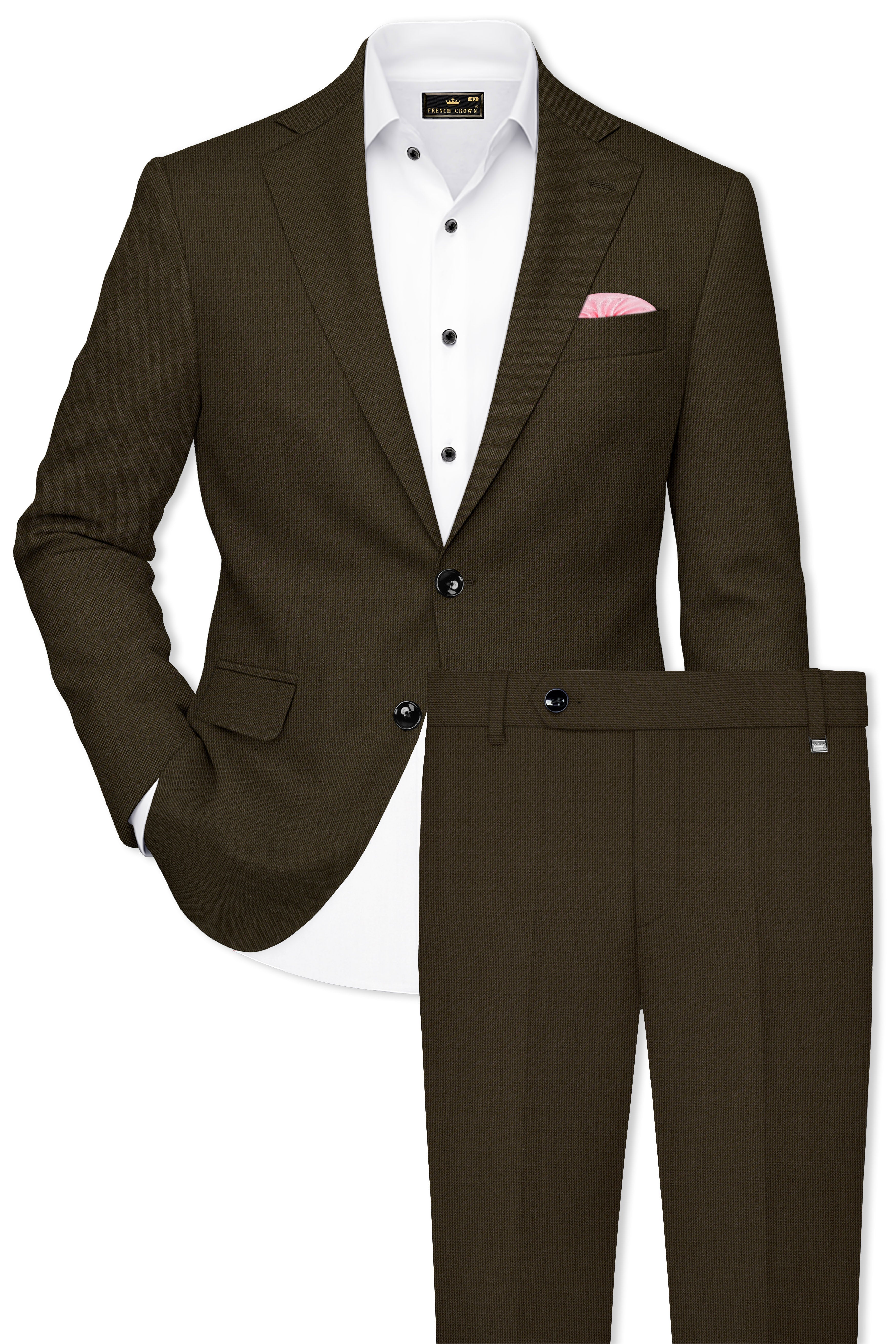 Terravo-Eternity Brown Textured Wool Rich Single Breasted Suit