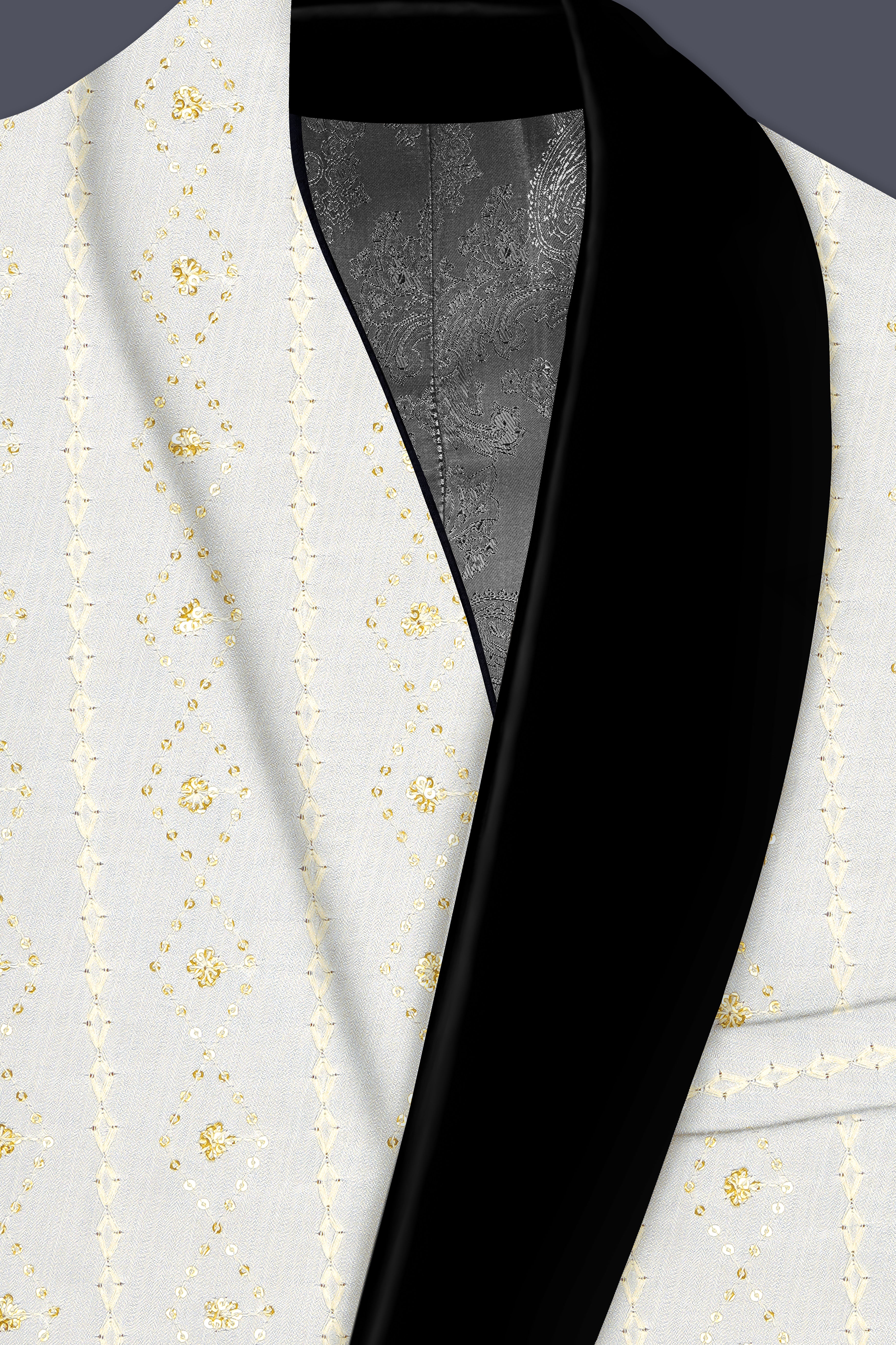 Aurevia-Albescent Cream With Sequin Embroidered Designer Tuxedo Suit