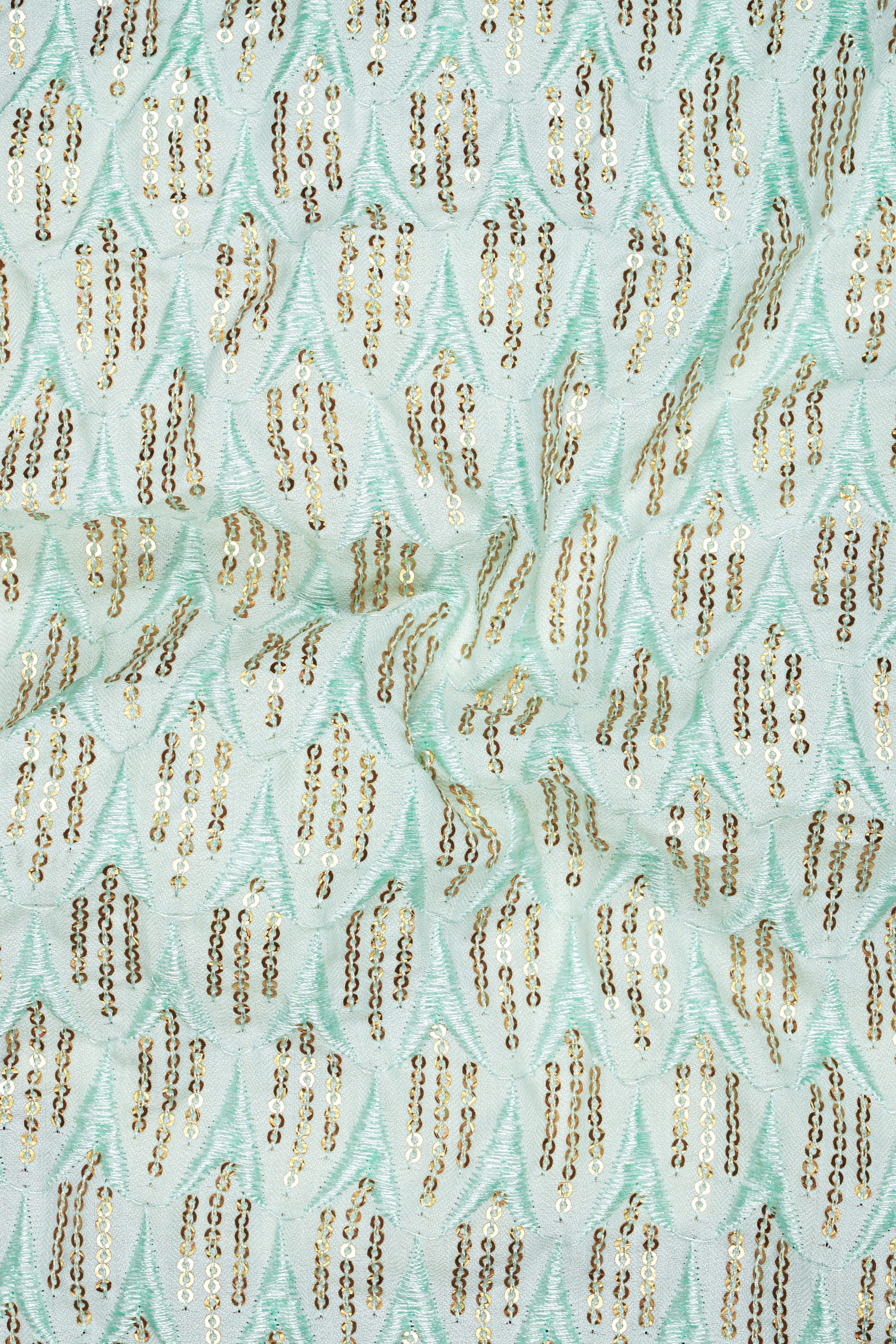 Tikkara-Edgewater Green Viscose Embroidered with Tikki Work Designer Suit