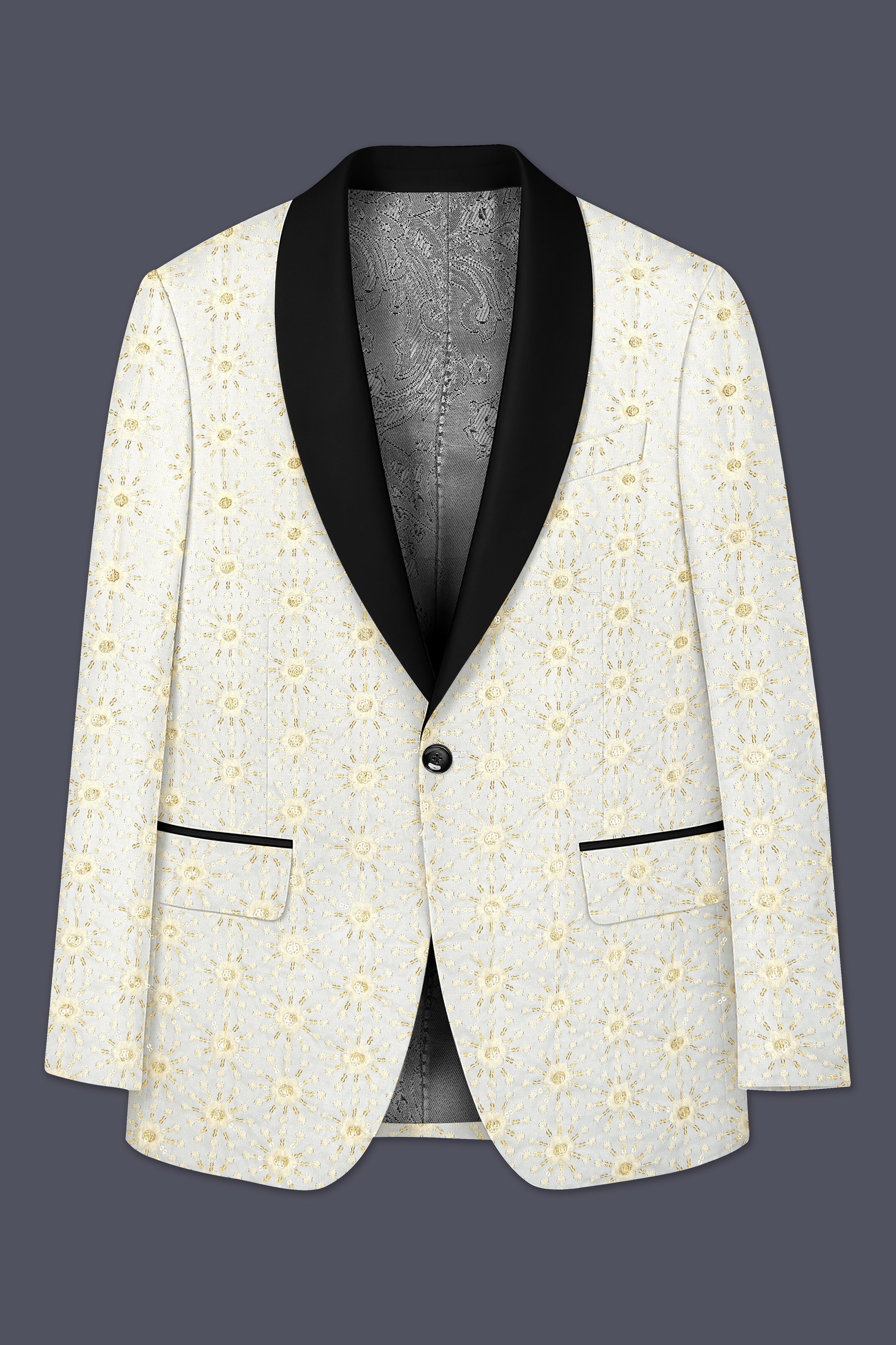 Viscara-Parchment Cream Embroidered Viscose Designer Suit