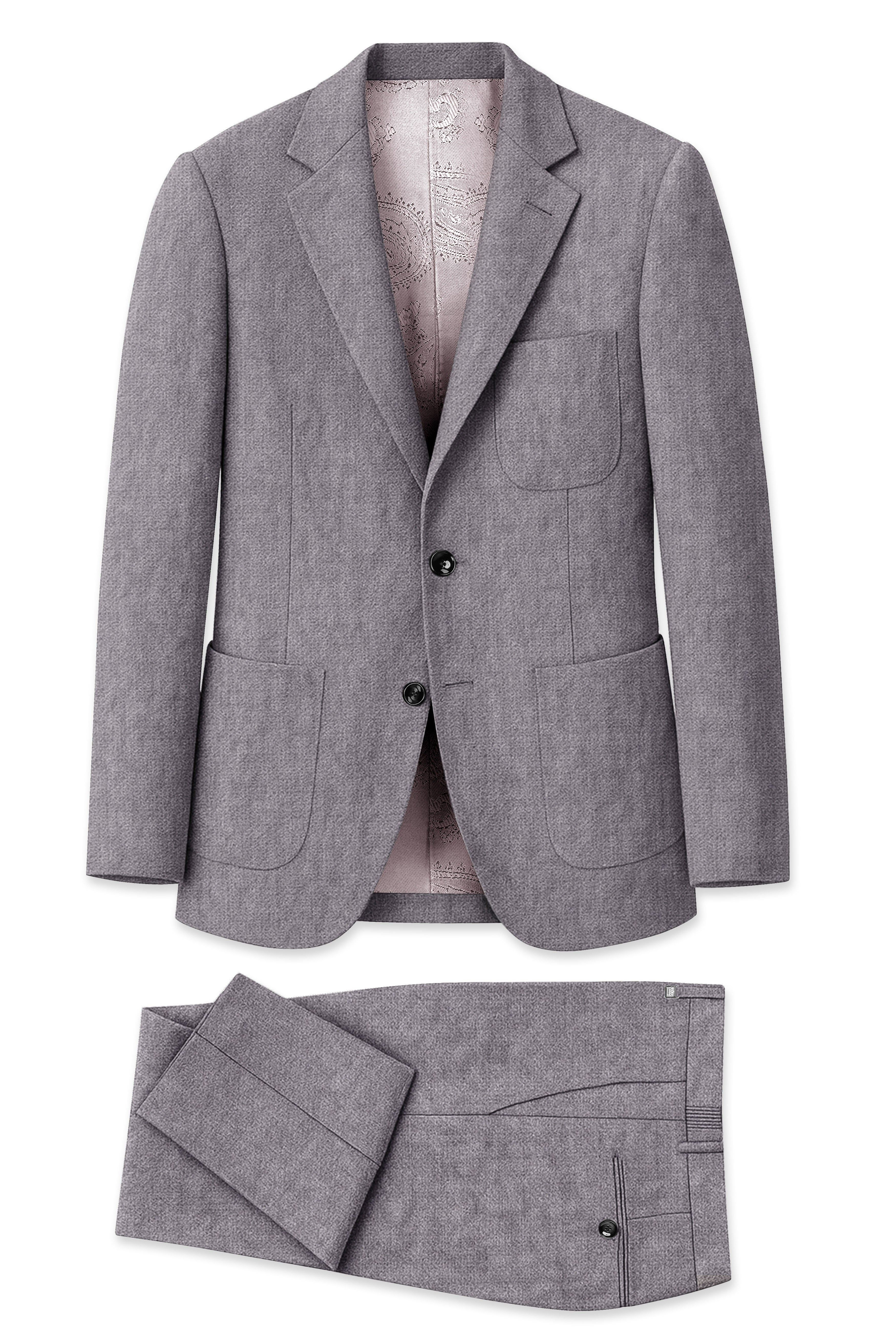 Cinerro-Monsoon Gray Luxurious Linen Single Breasted Sports Suit