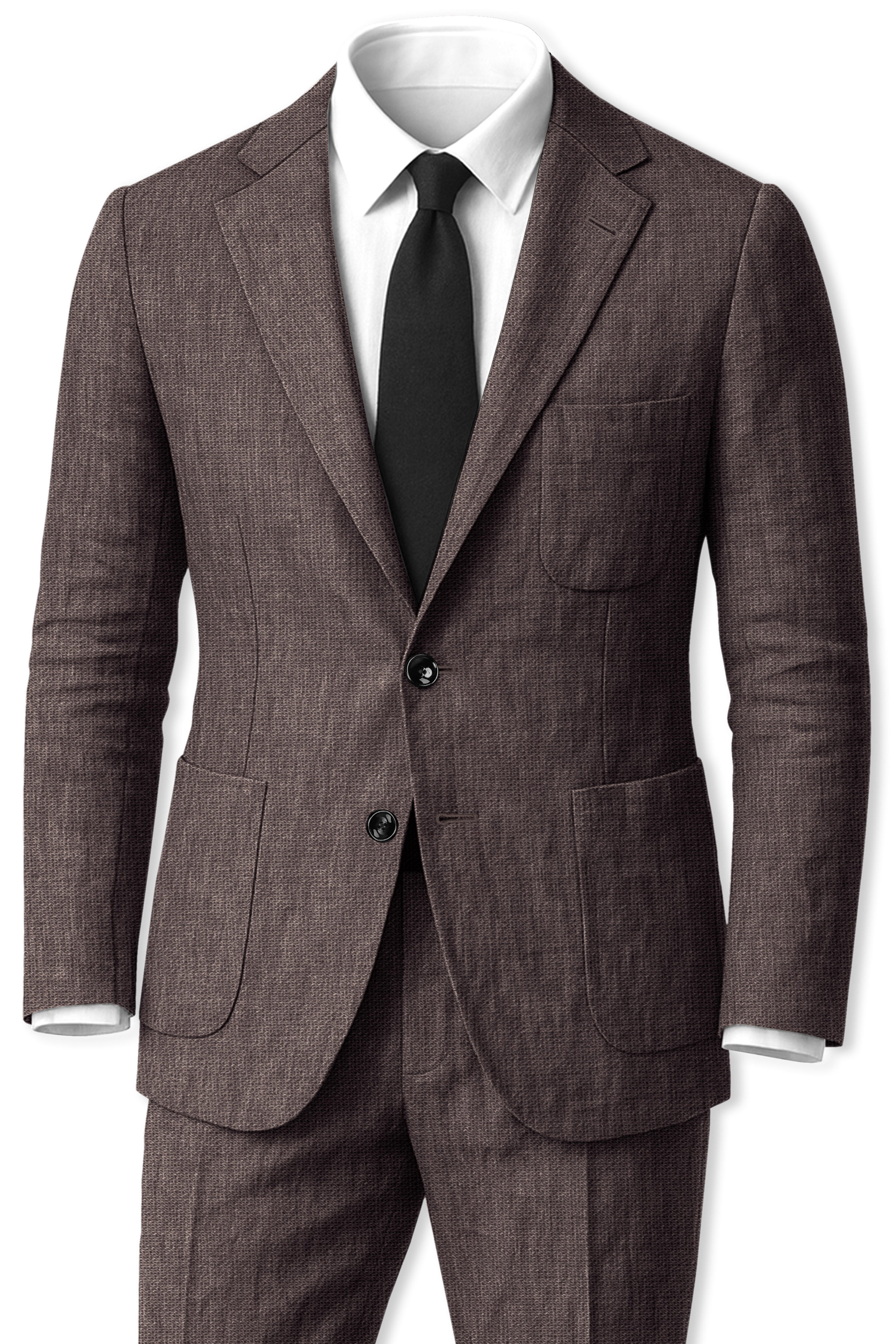 Terravo-Iridium Brown Luxurious Linen Single Breasted Sports Suit