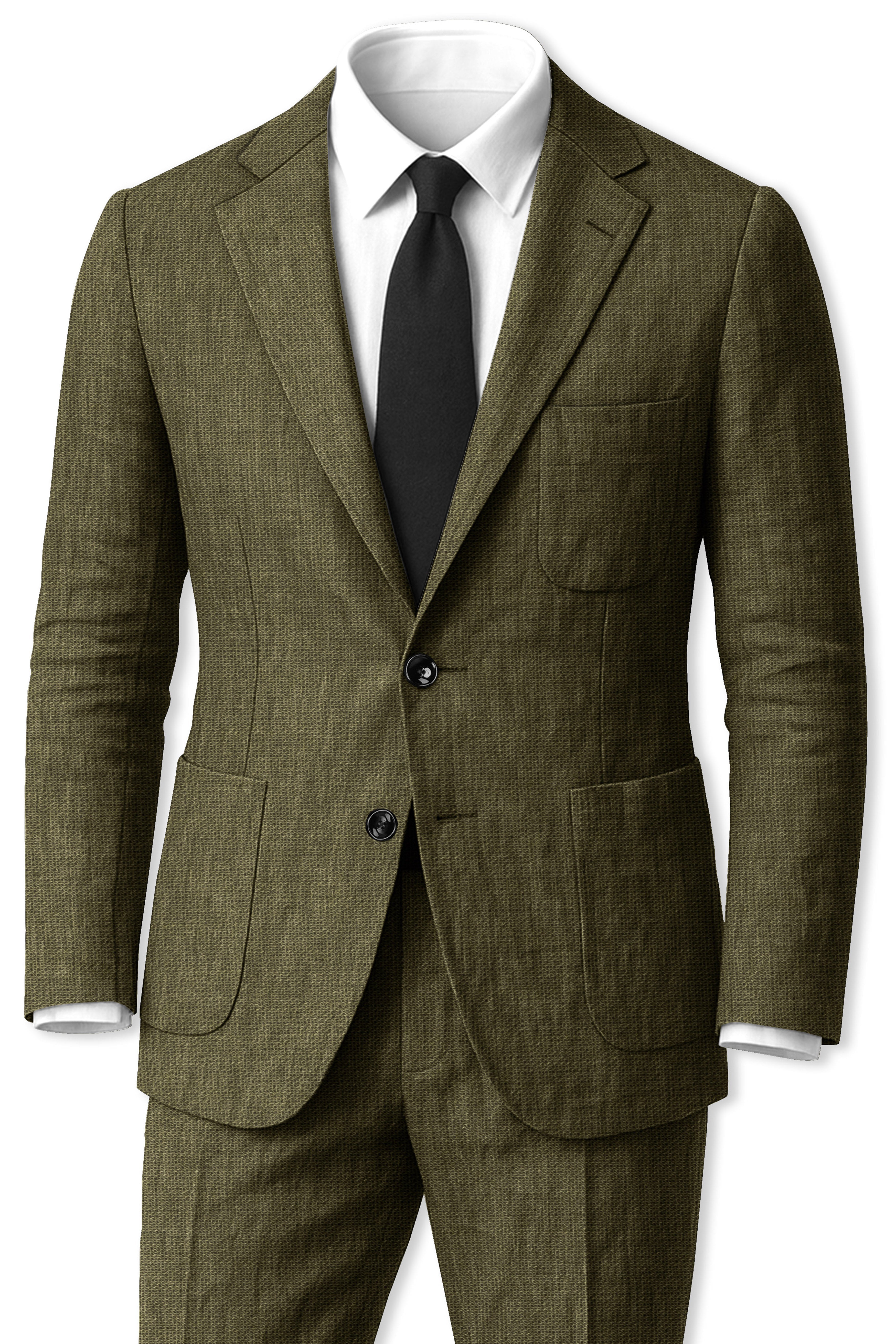 Virenza-Birch Green Luxurious Linen Single Breasted Sports Suit