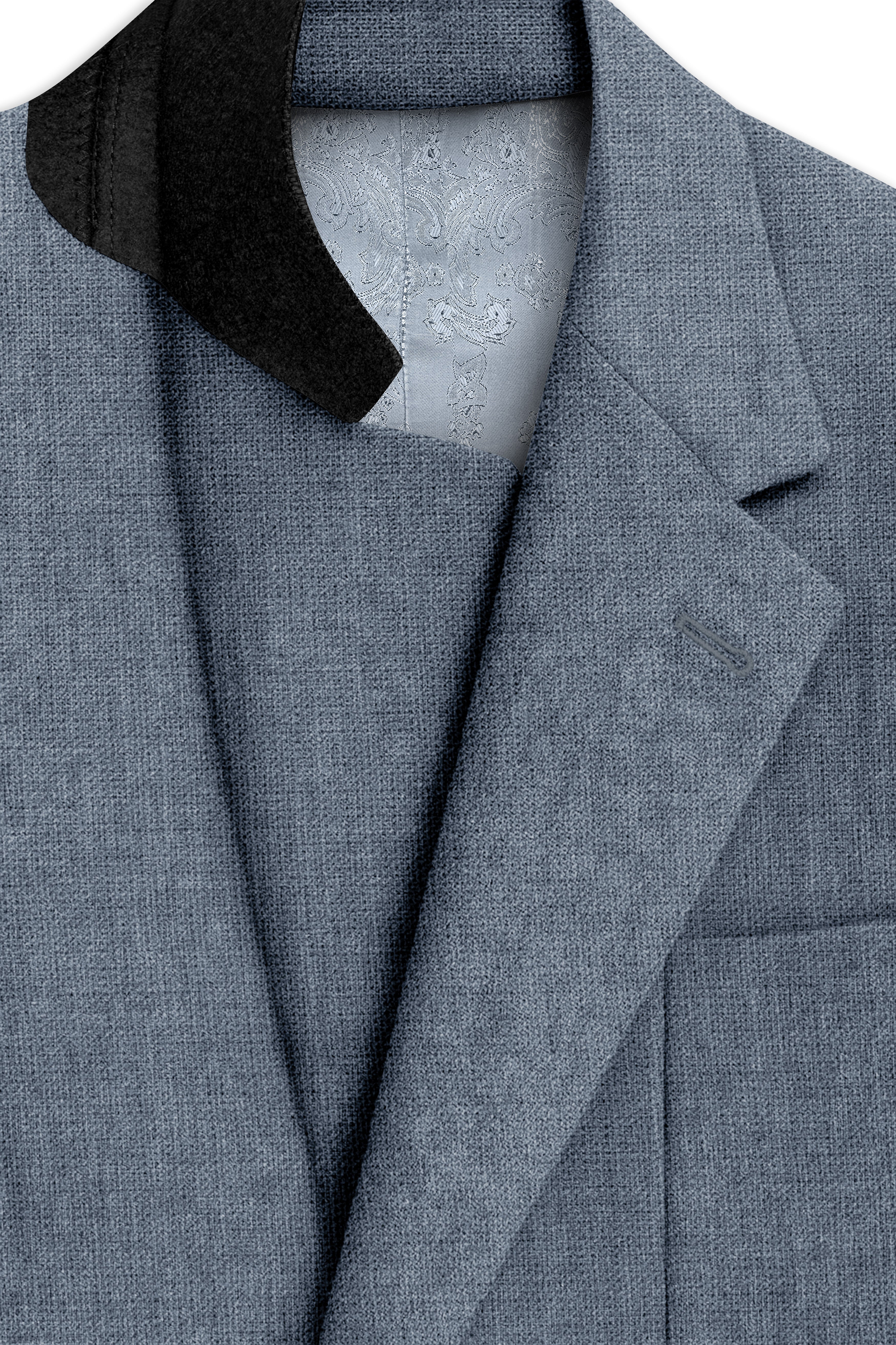 Azurven-Cadet Blue Luxurious Linen Single Breasted Sports Suit