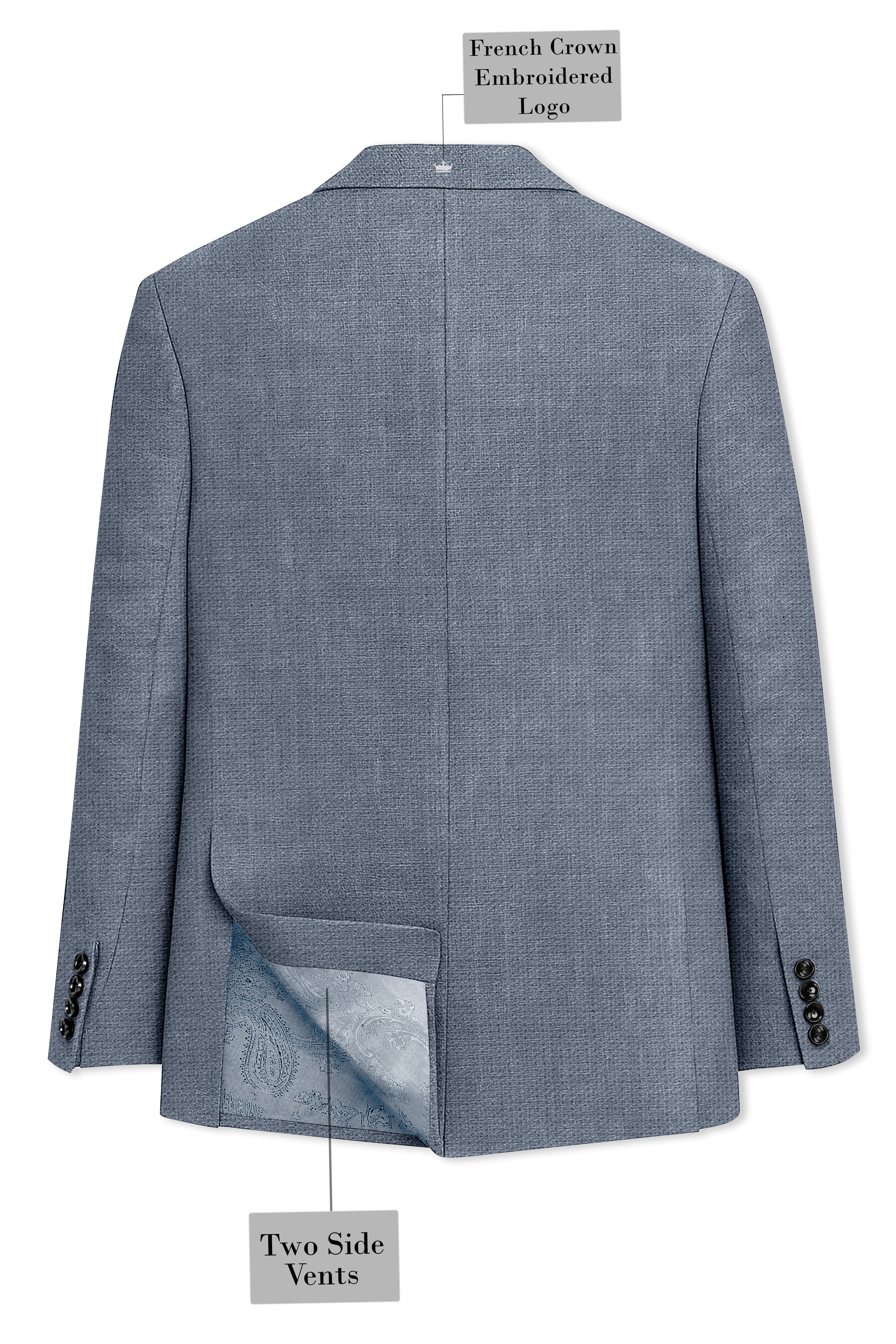 Azurven-Cadet Blue Luxurious Linen Single Breasted Sports Suit