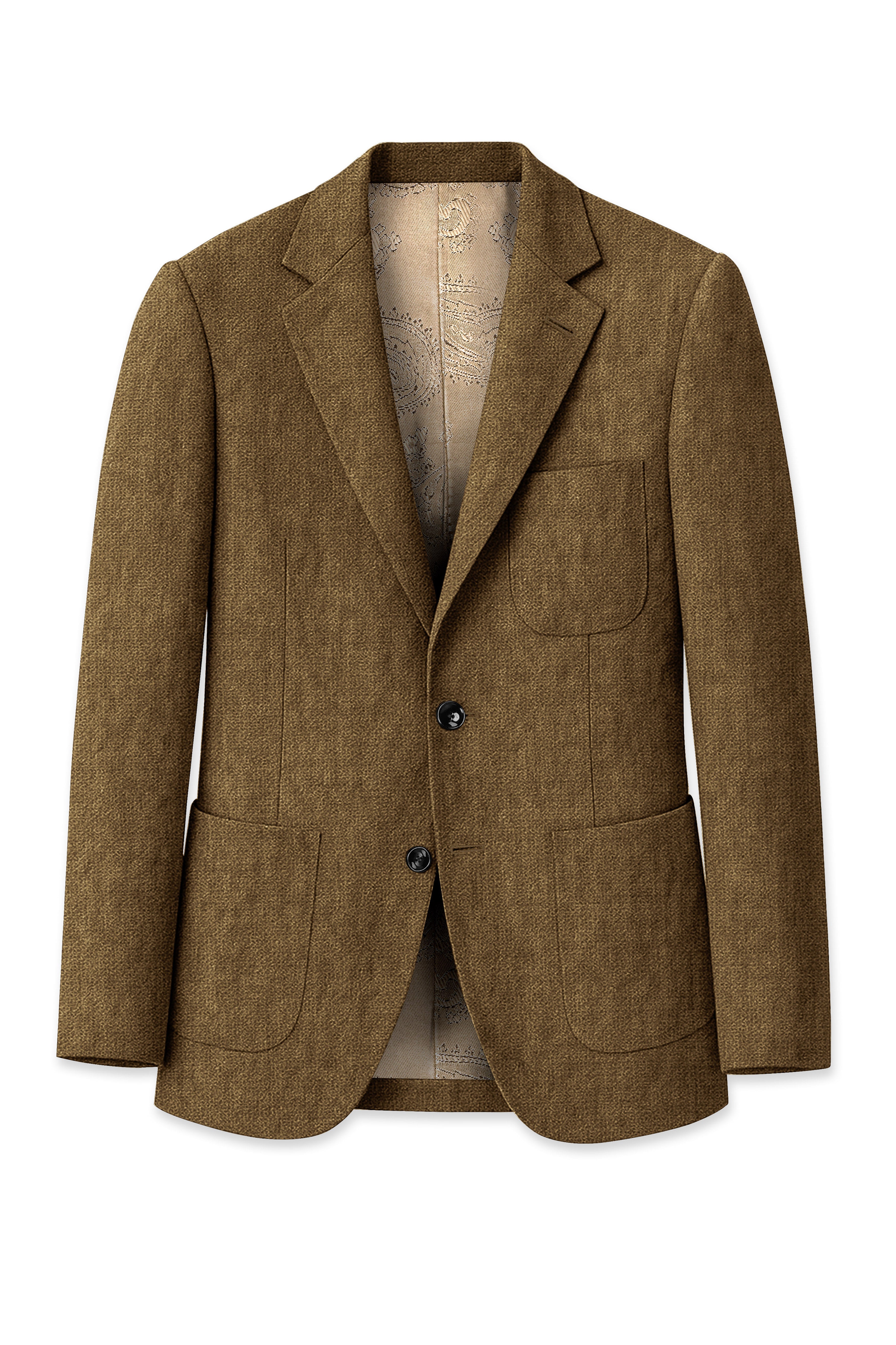 Brunoro-Shadow Brown Luxurious Linen Single Breasted Sports Suit