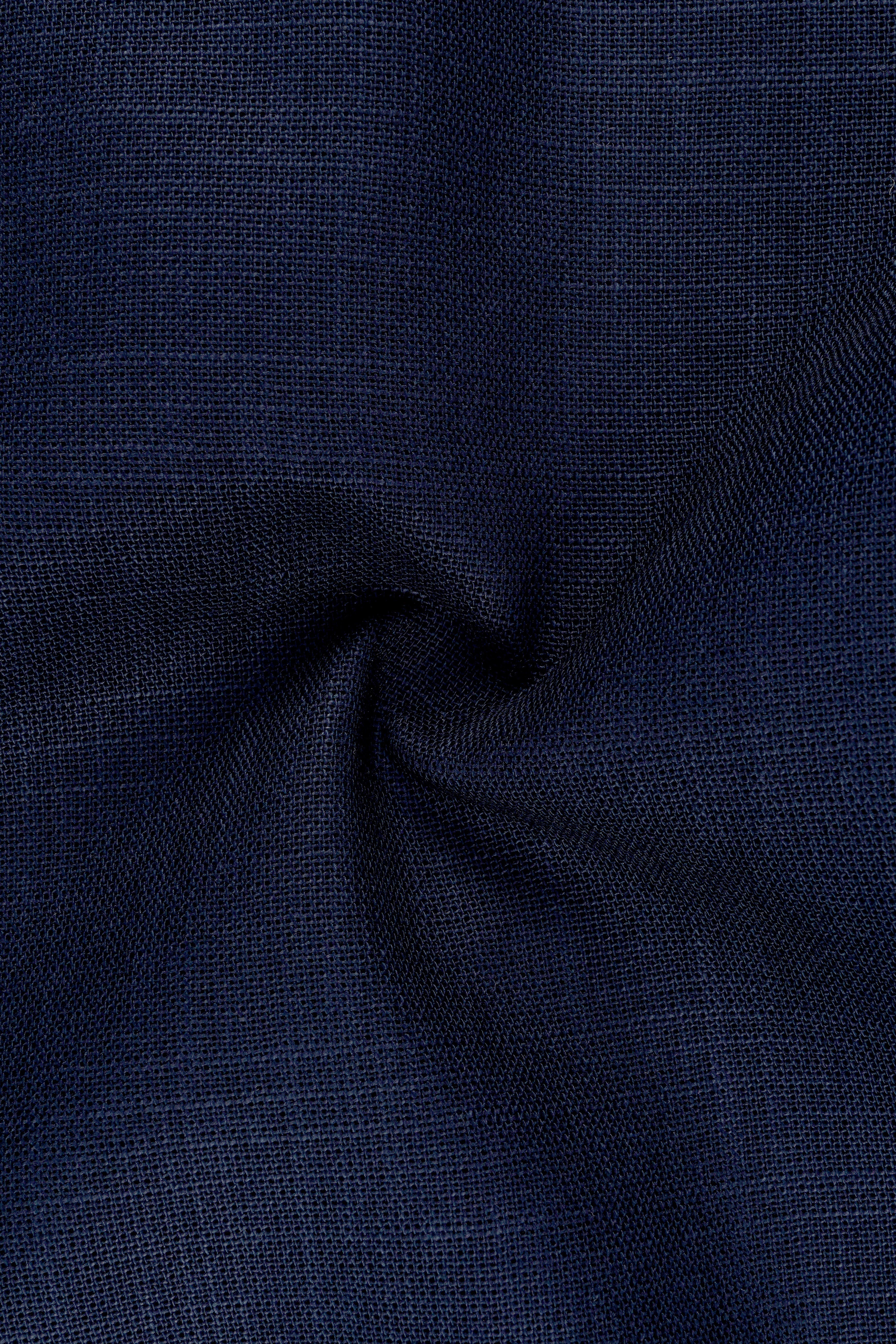 Azurven-Firefly Blue Luxurious Linen Single Breasted Sports Suit