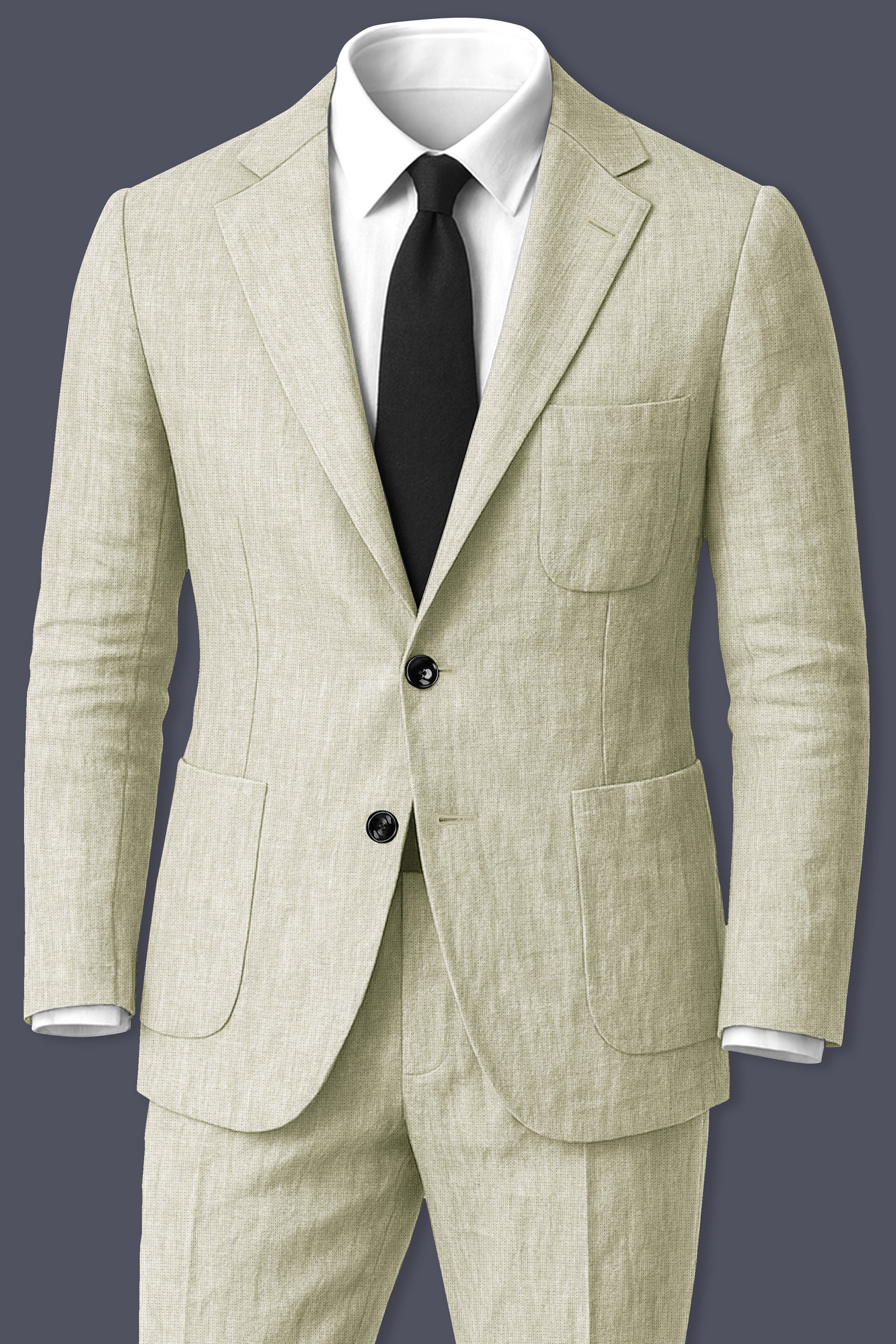 Virenza-Thistle Green Luxurious Linen Single Breasted Sports Suit