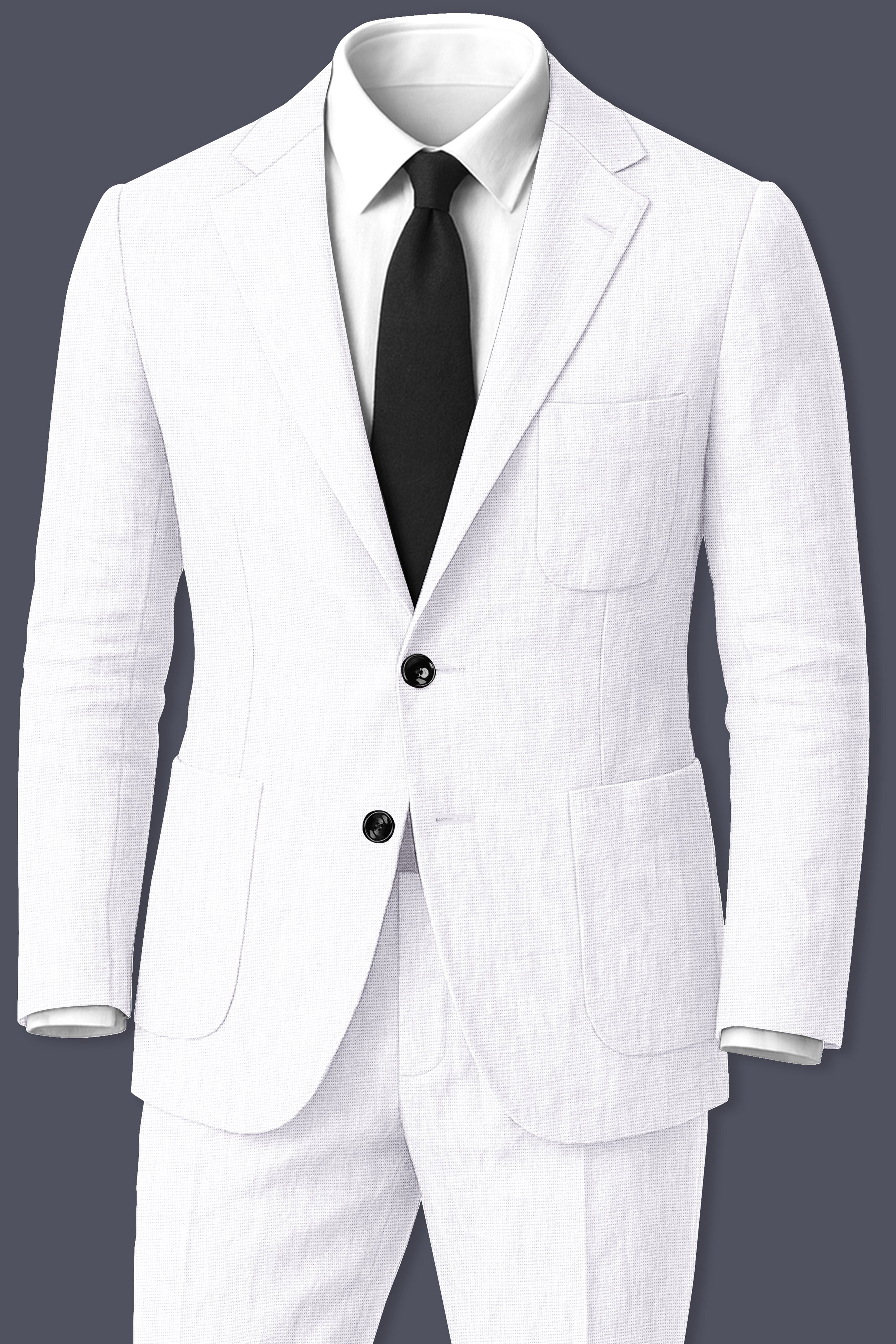 Alvesso-Bright White Luxurious Linen Single Breasted Stretchable traveler Suit