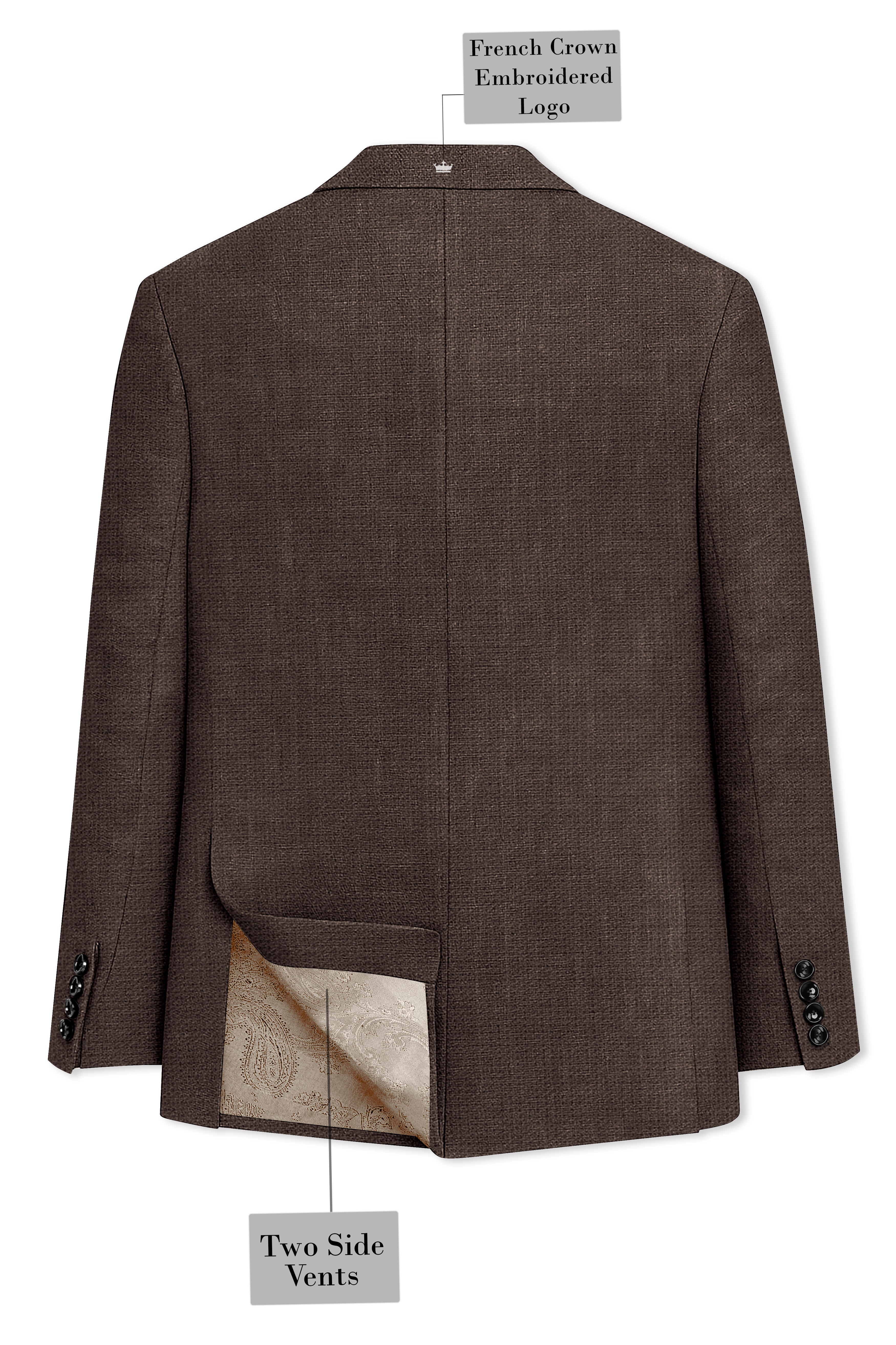 Terravo-Bistre Brown Luxurious Linen Single Breasted Sports Suit