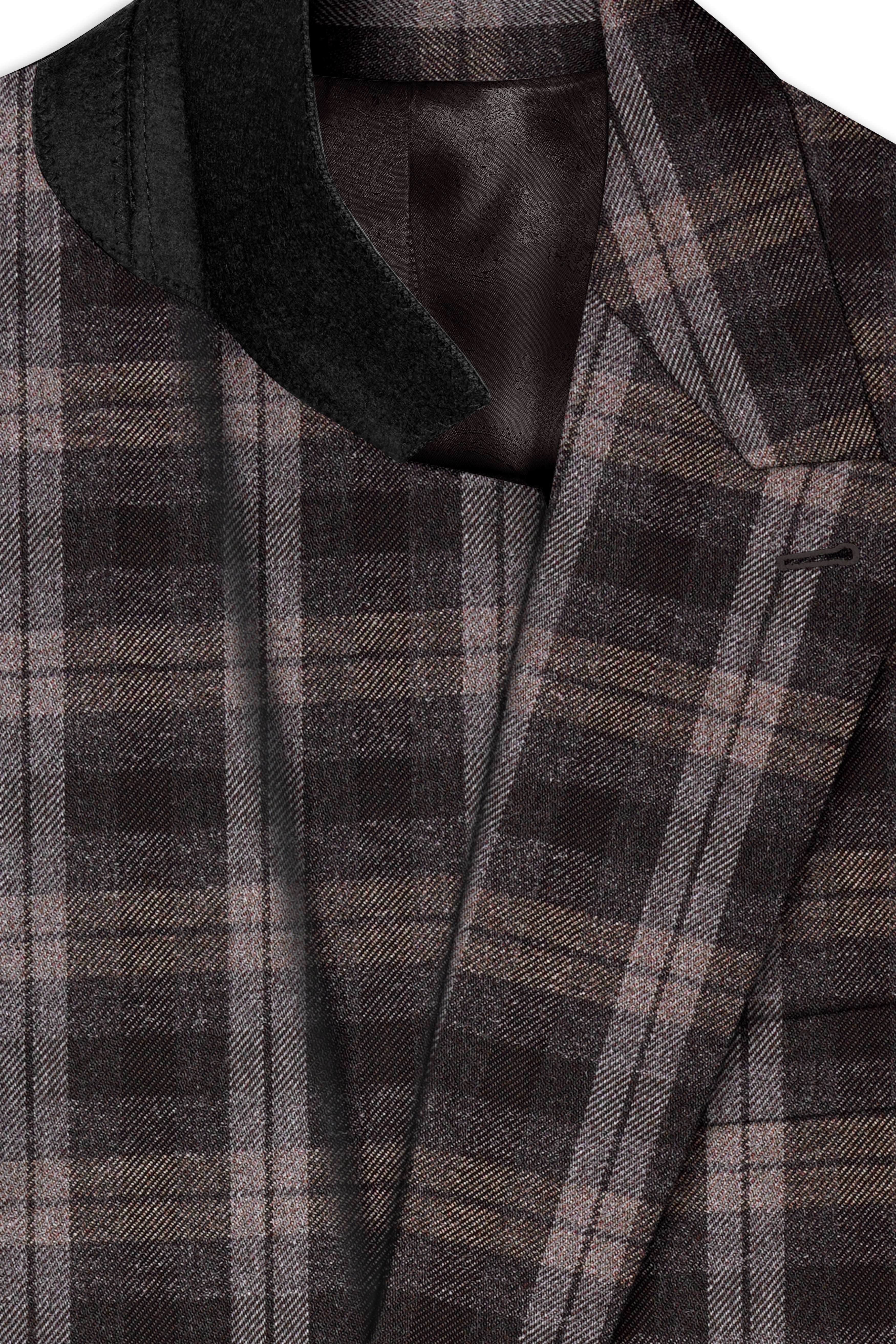 Emporo-Tundora Brown And Emperor Plaid Tweed Double Breasted Suit