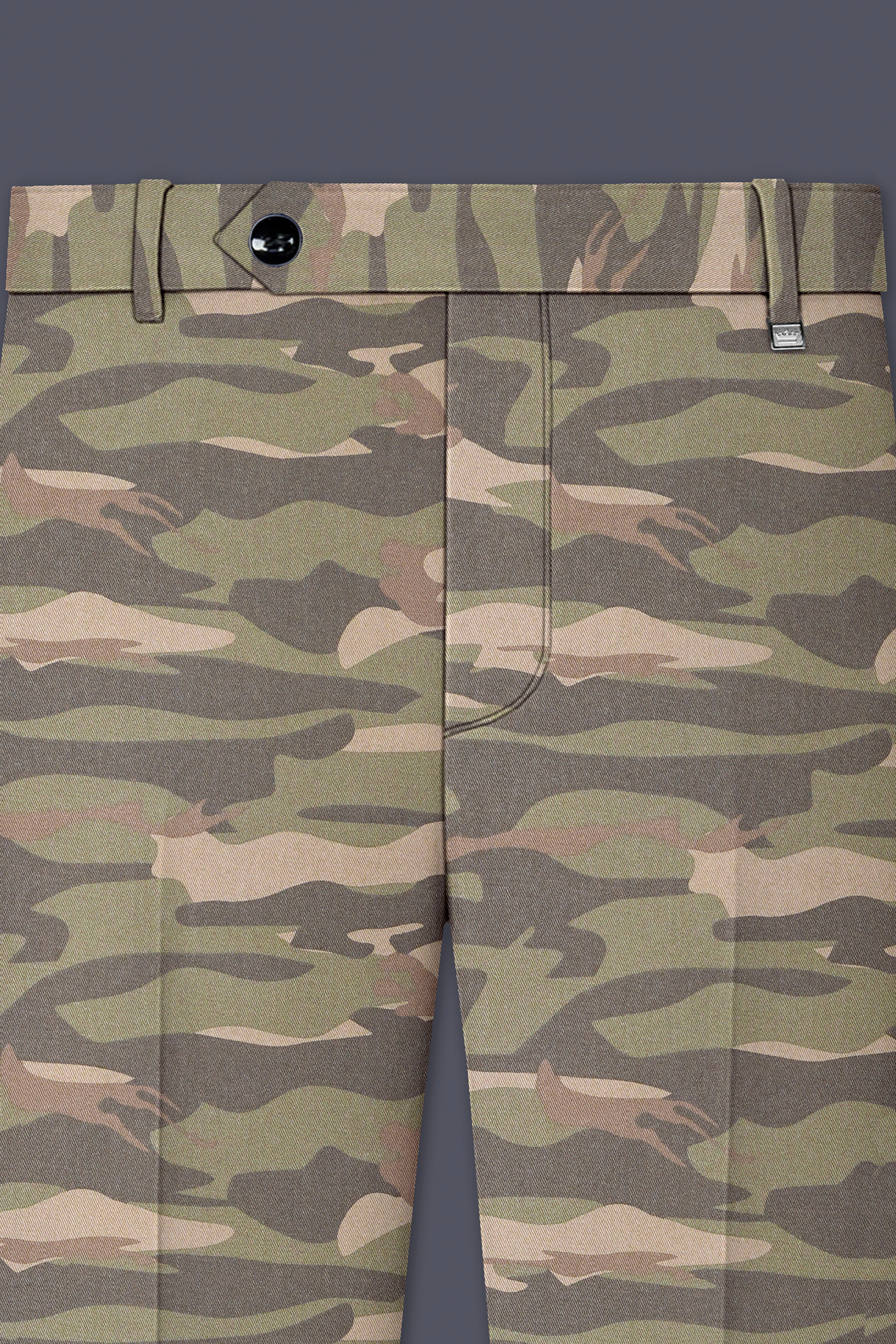 Wengoro-Crocodile Brown And Wenge Camouflage Printed Cotton Single Breasted Suit