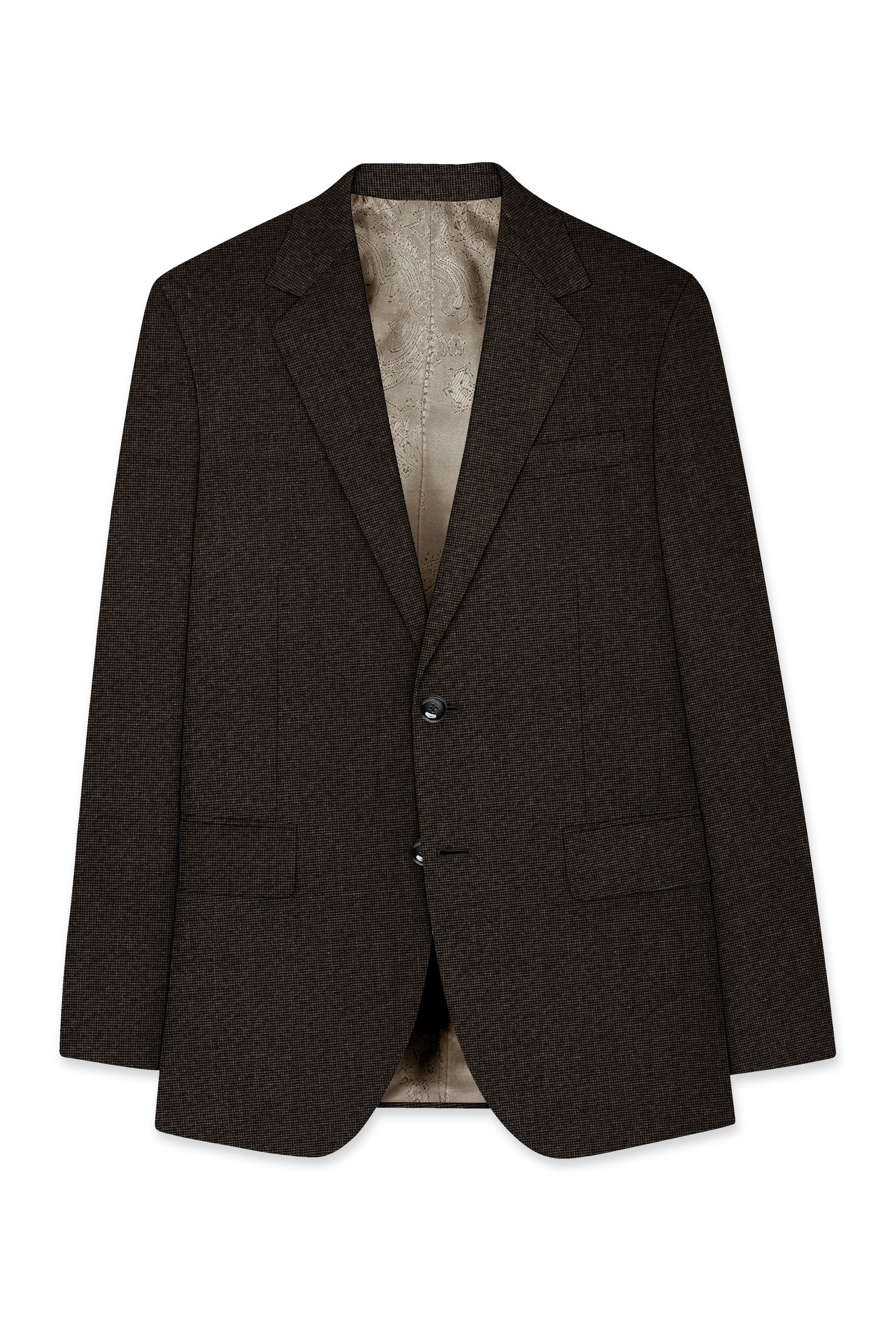 Bistrano-Acadia Brown Textured Wool Rich Single Breasted Suit