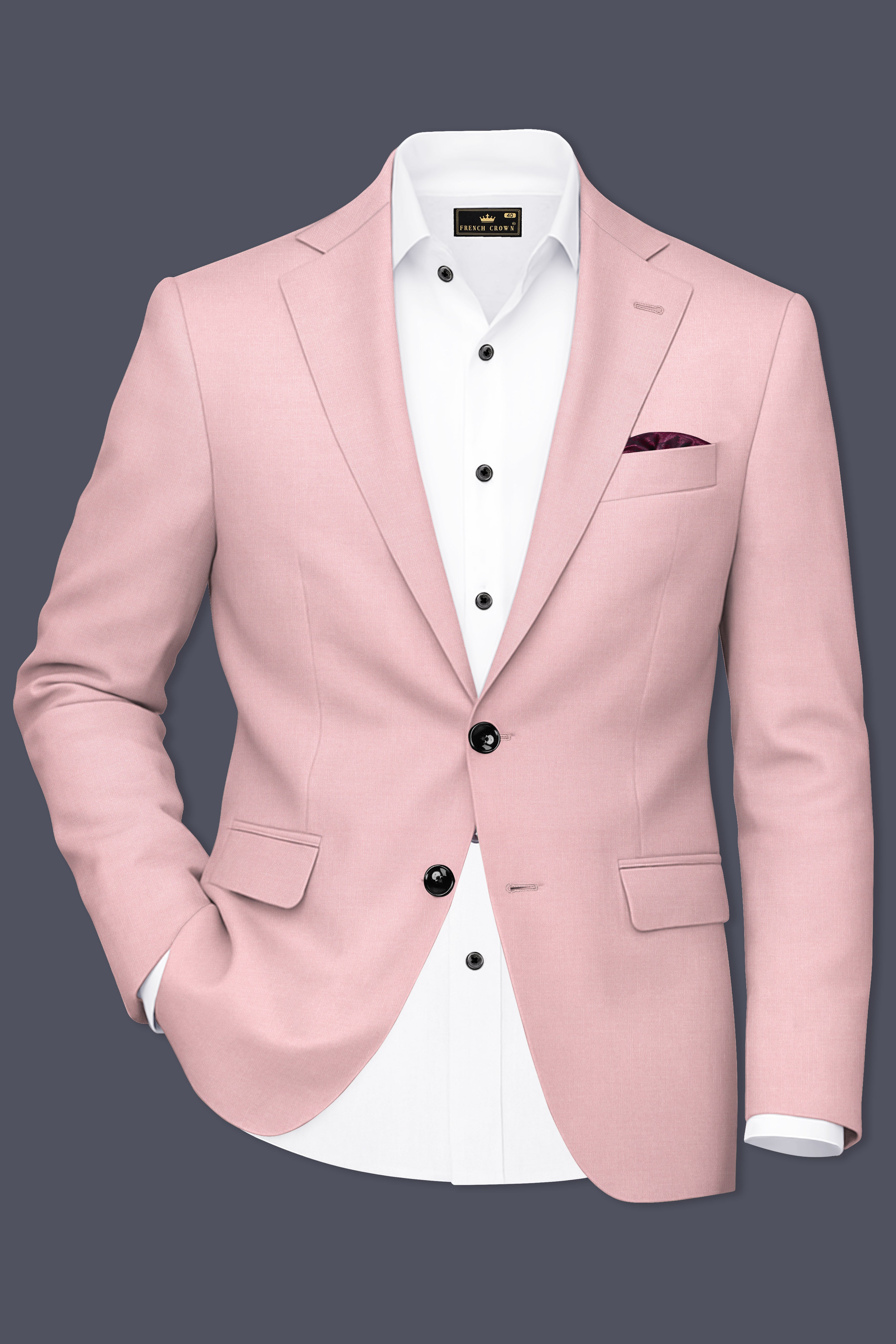 Aurerosa-Rose Pink Wool Rich Single Breasted Suit