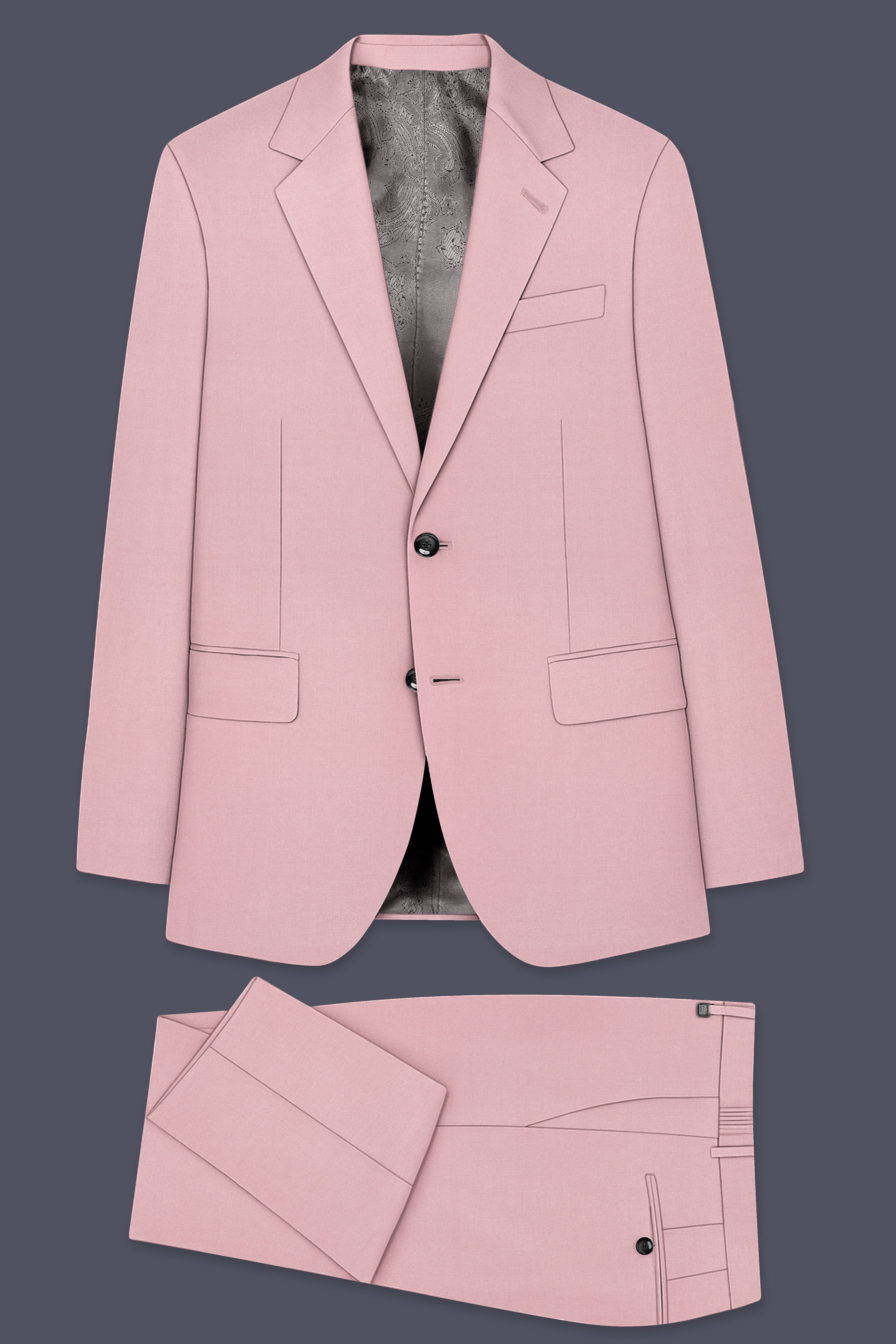 Aurerosa-Rose Pink Wool Rich Single Breasted Suit