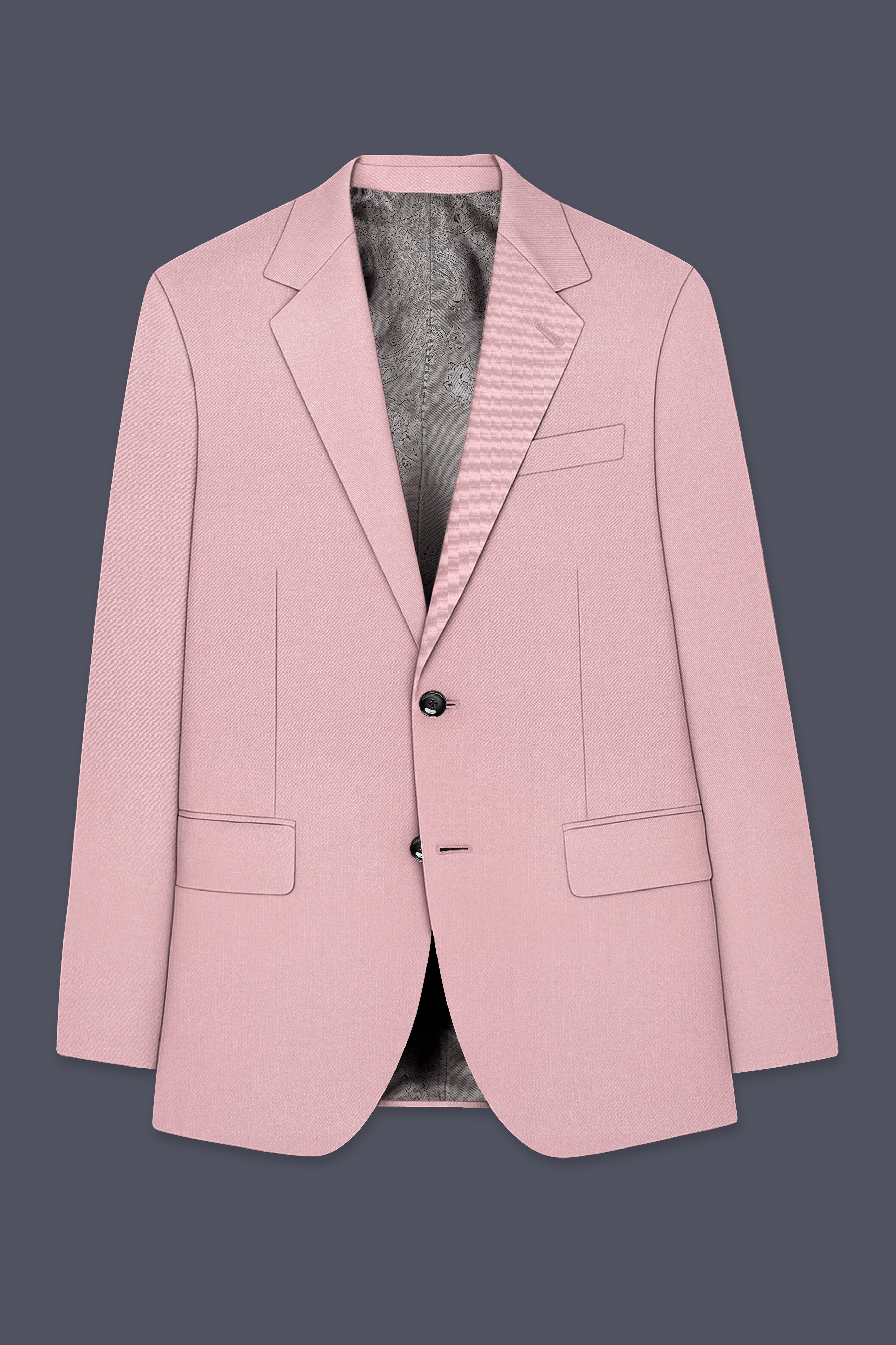 Aurerosa-Rose Pink Wool Rich Single Breasted Suit