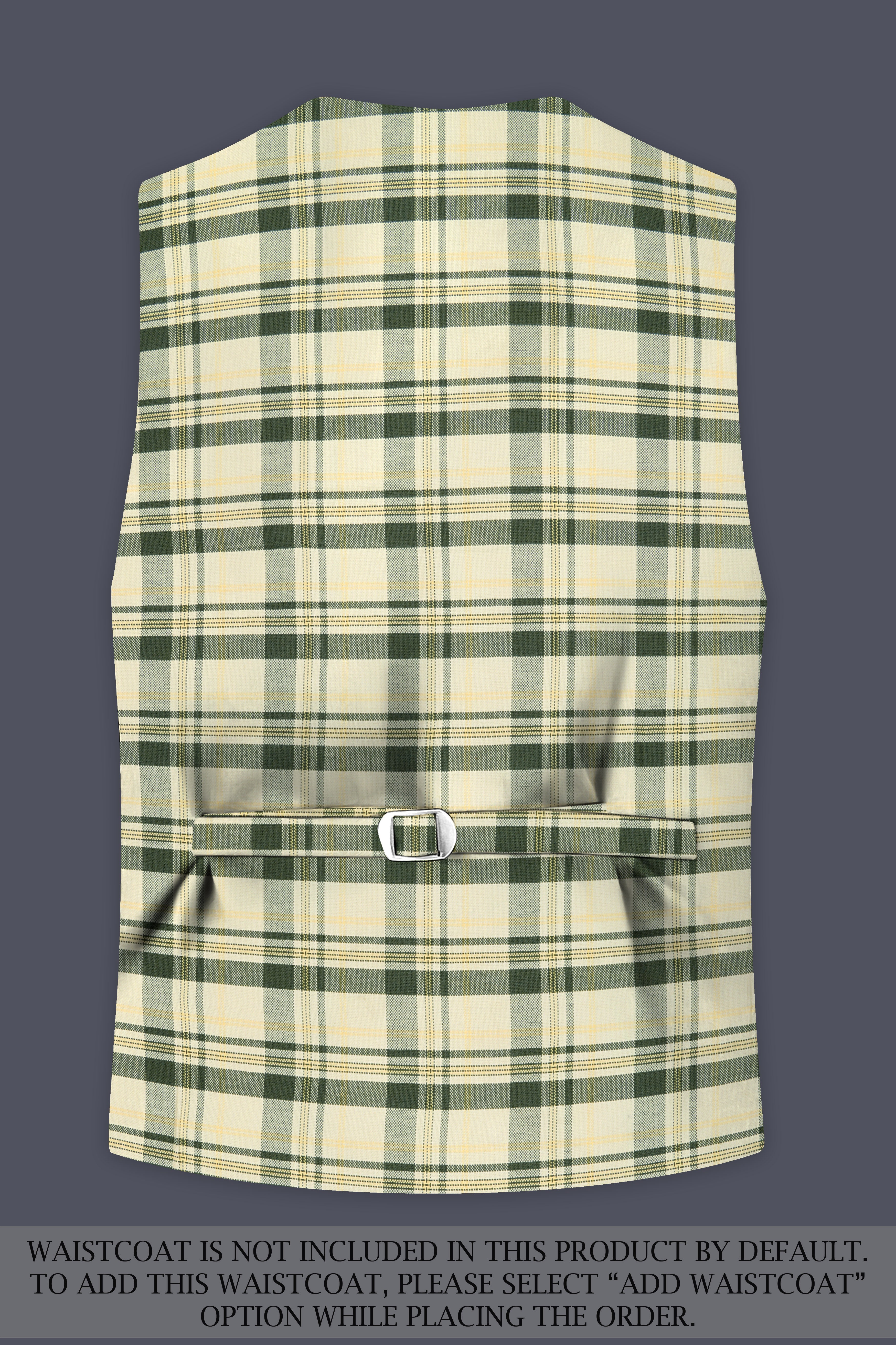 Swivoro-Swizzle Cream And Rangitoto Green Plaid Premium Cotton Single Breasted Suit
