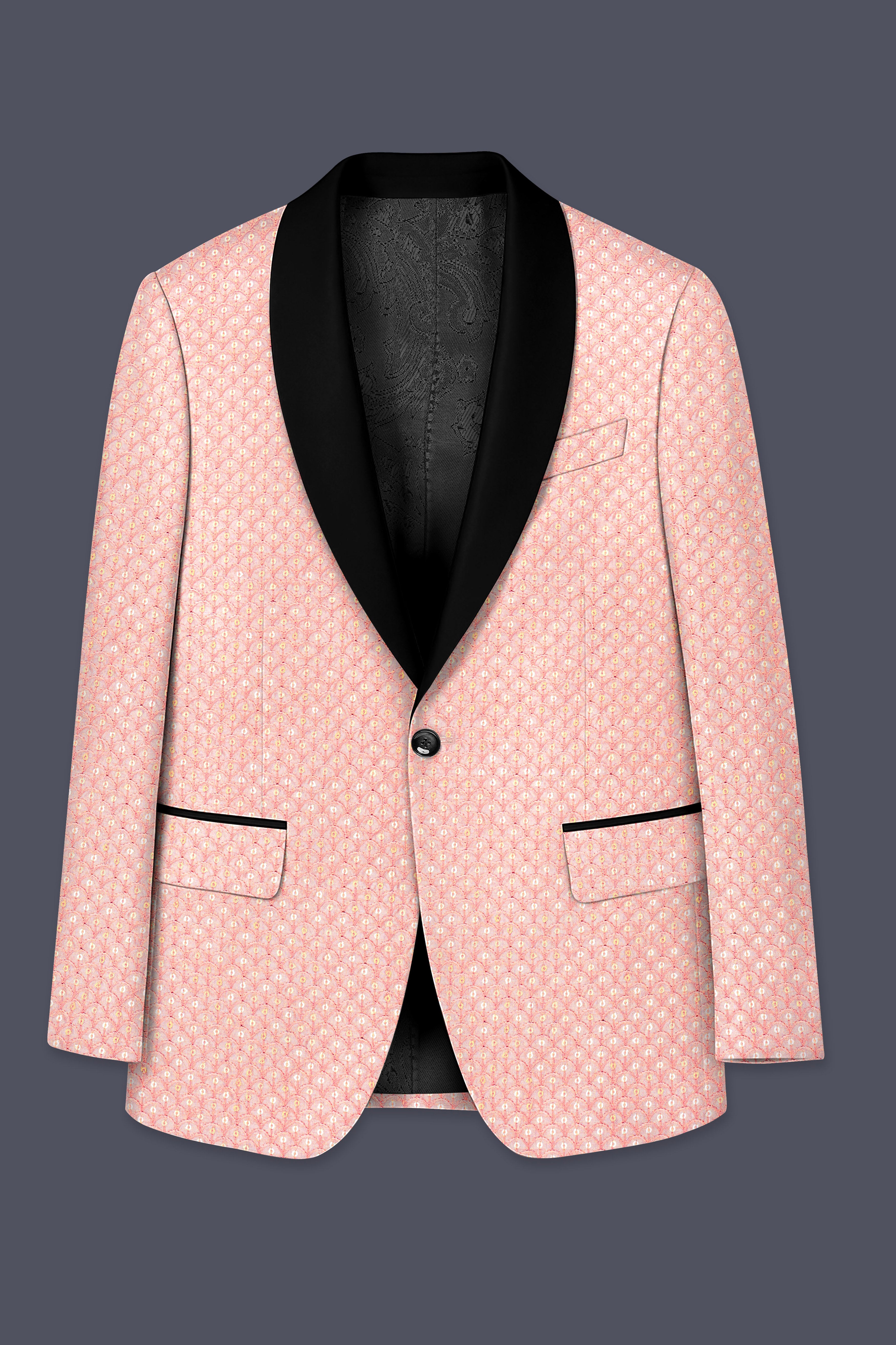 Rosavon-Mandys Pink Cotton Thread Heavy Embroidered Designer Tuxedo Suit