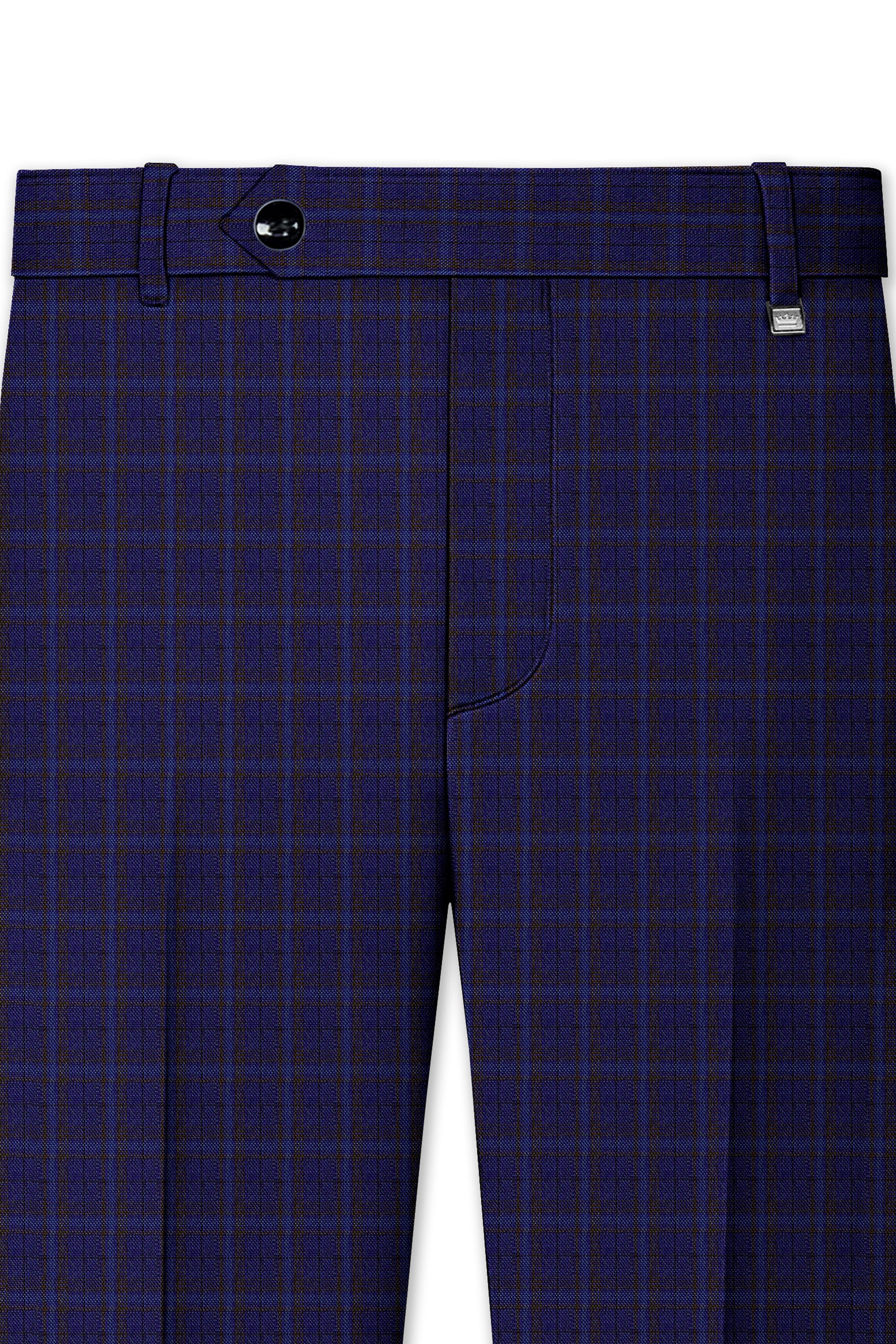 Plaivoro-Halti Blue Plaid Wool Rich Single Breasted Suit