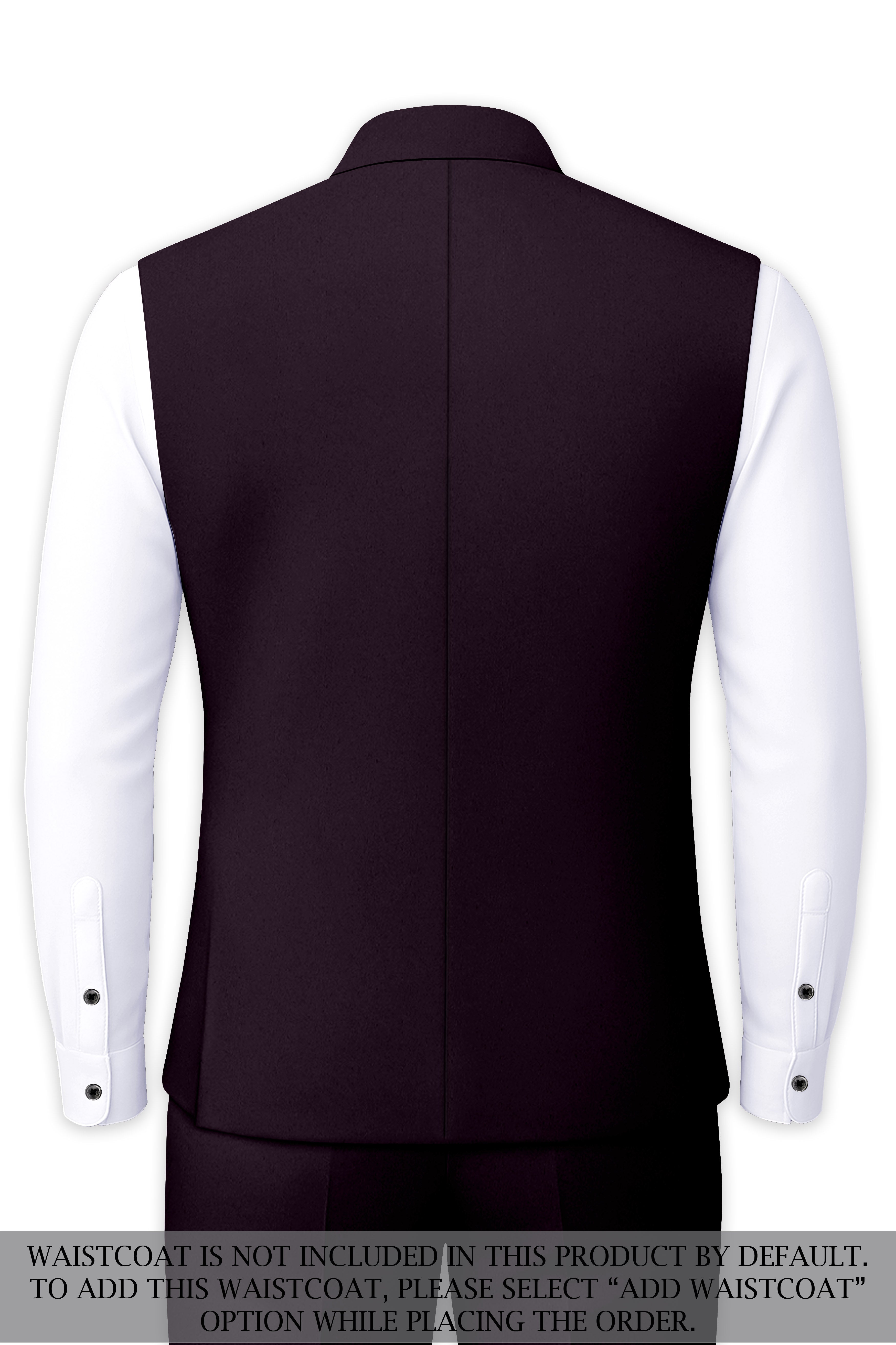 Marenzo-Korean Seal Maroon 4-Way Stretch Wrinkle-Free Wool Rich Bandhgala Suit