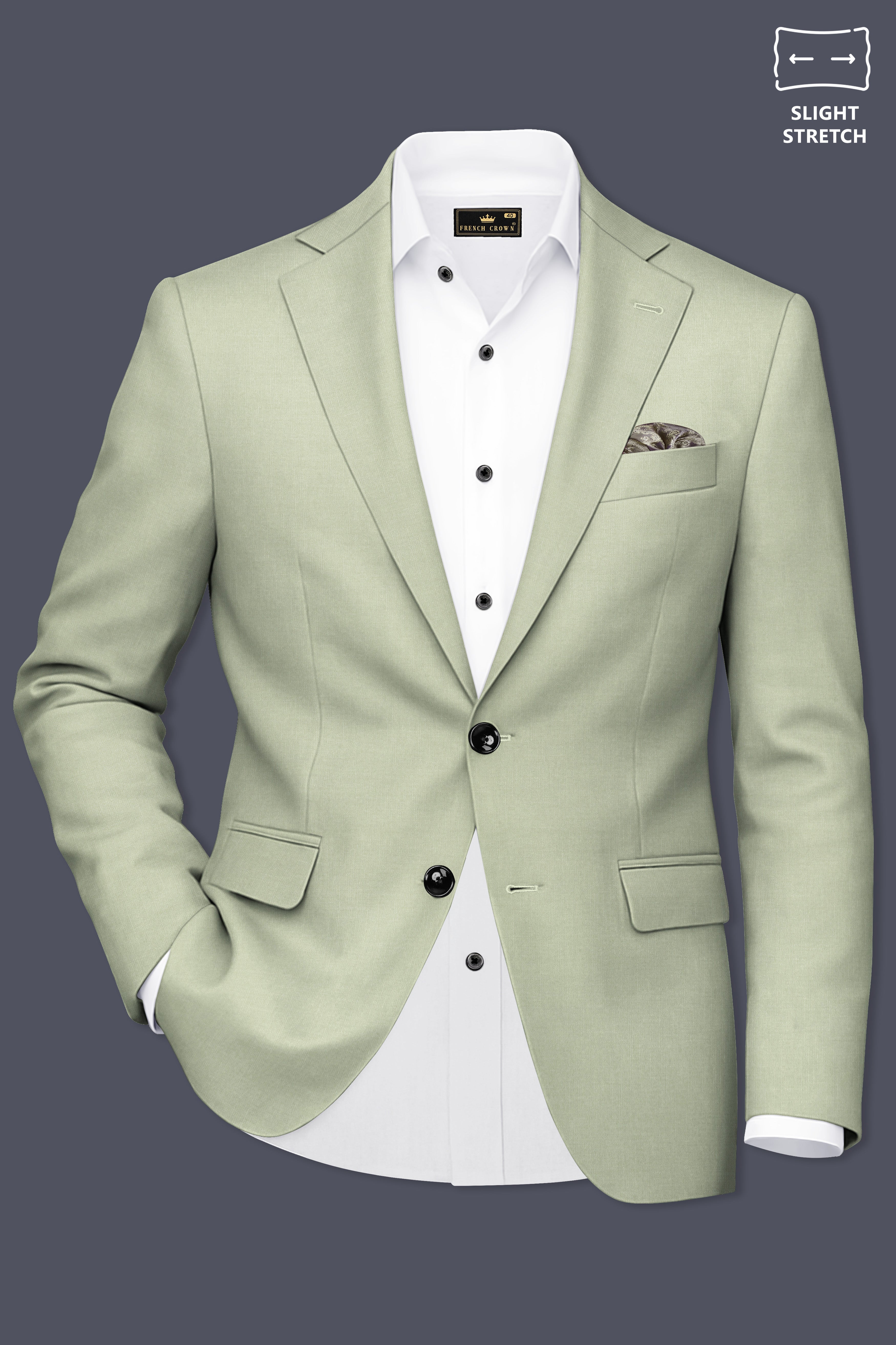 Virenza-Spring Green Wool Rich Single Breasted Slight Stretch Suit