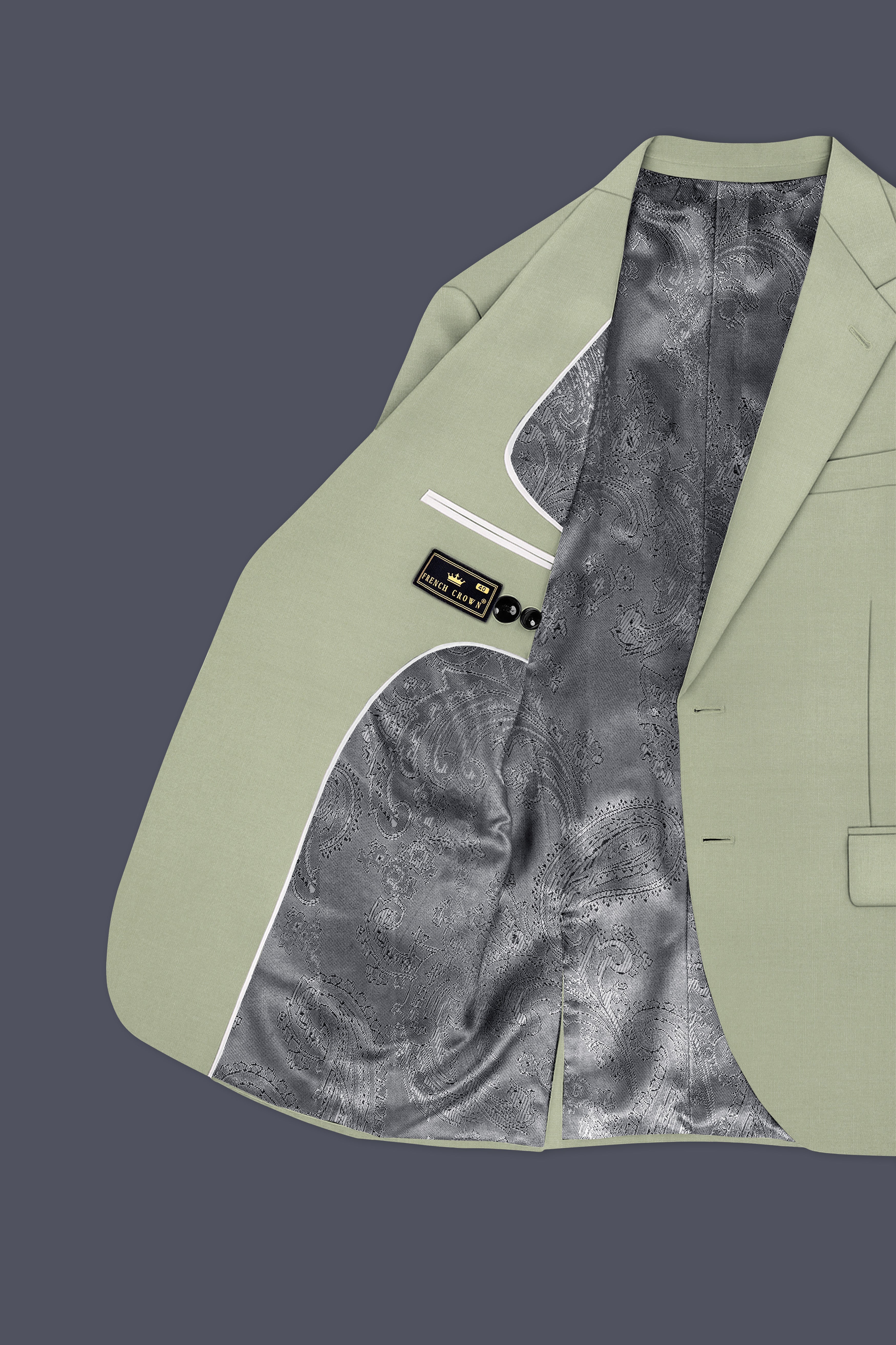 Virenza-Spring Green Wool Rich Single Breasted Slight Stretch Suit