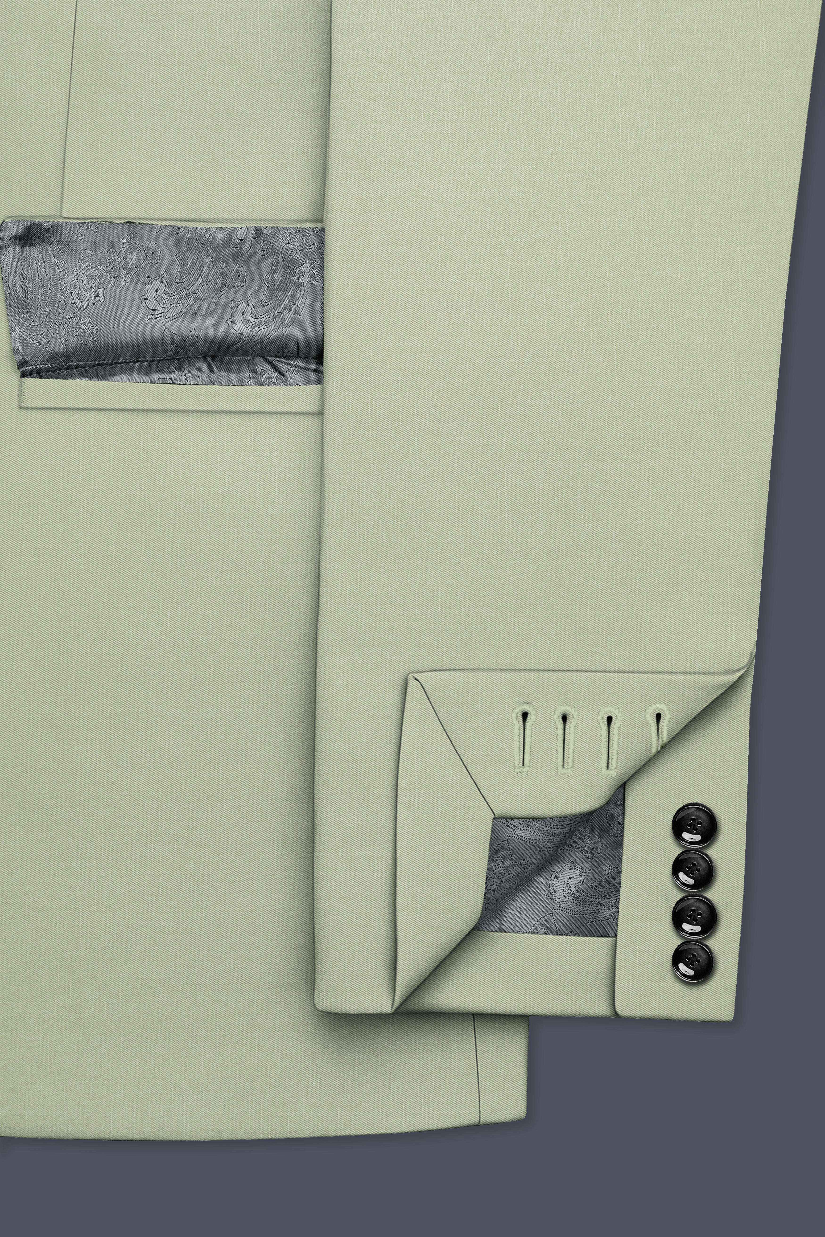 Virenza-Spring Green Wool Rich Single Breasted Slight Stretch Suit