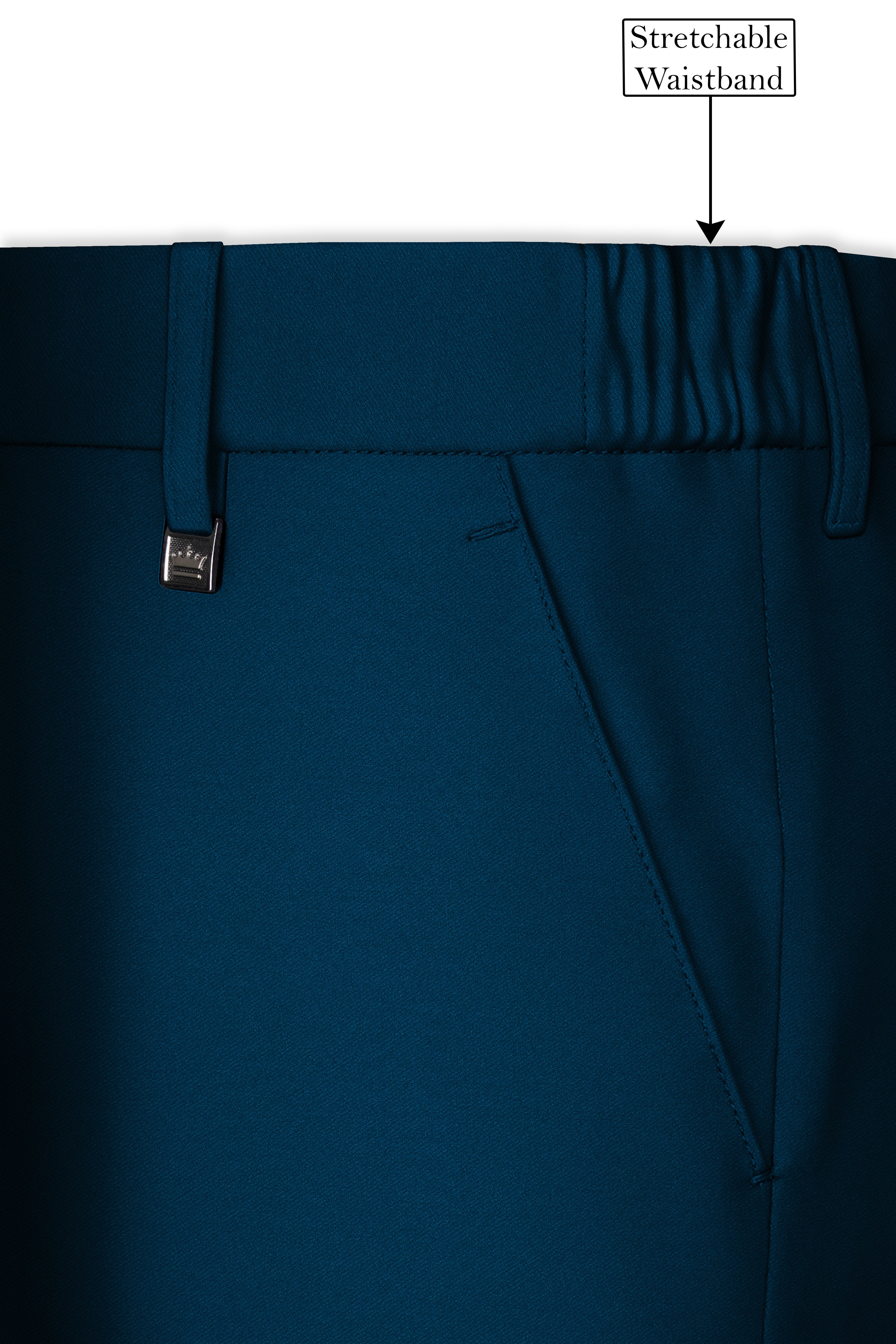 Aureblu-Korean Prussian Blue 4-Way Stretch Wrinkle-Free Wool Rich Bandhgala Suit