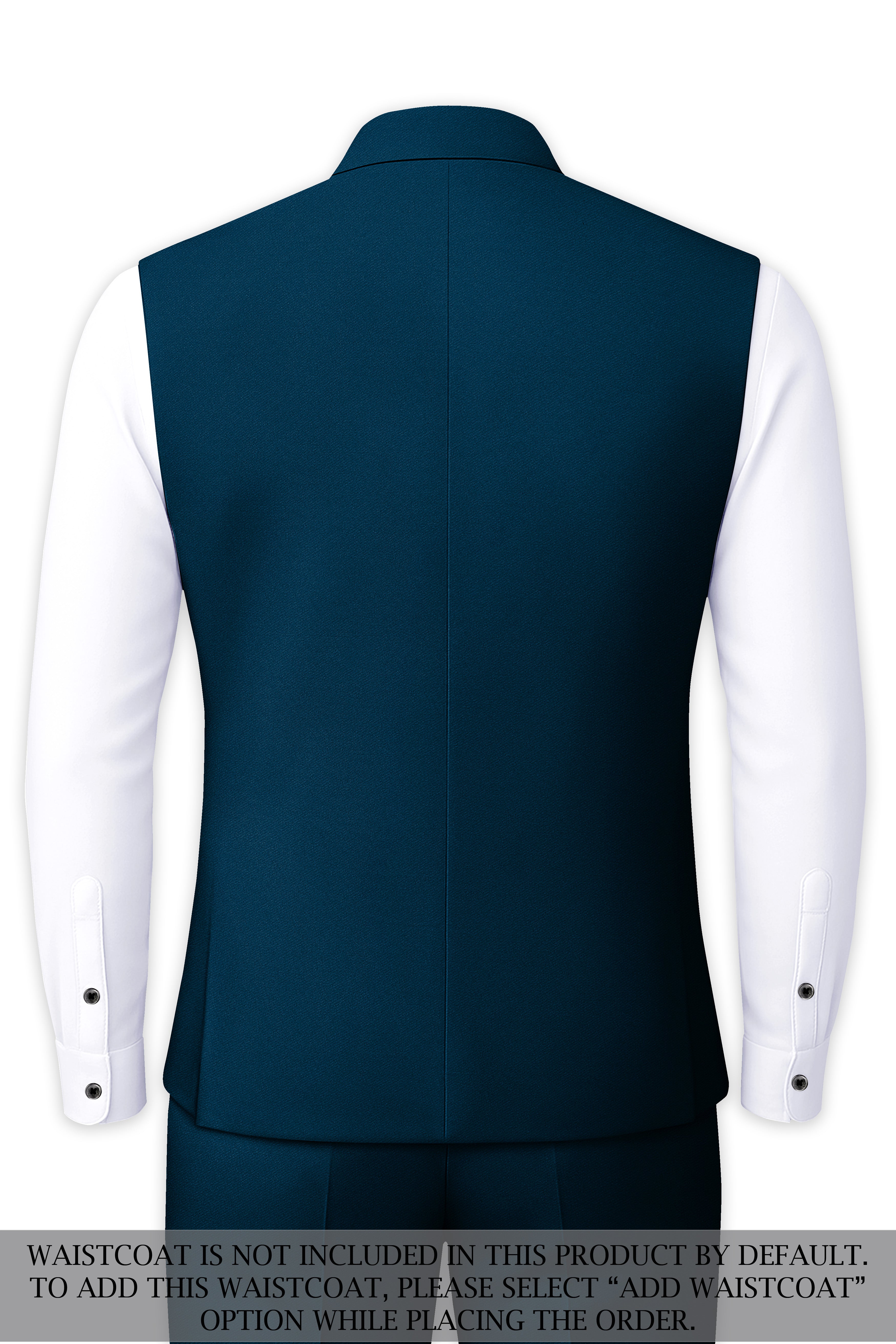 Aureblu-Korean Prussian Blue 4-Way Stretch Wrinkle-Free Wool Rich Bandhgala Suit