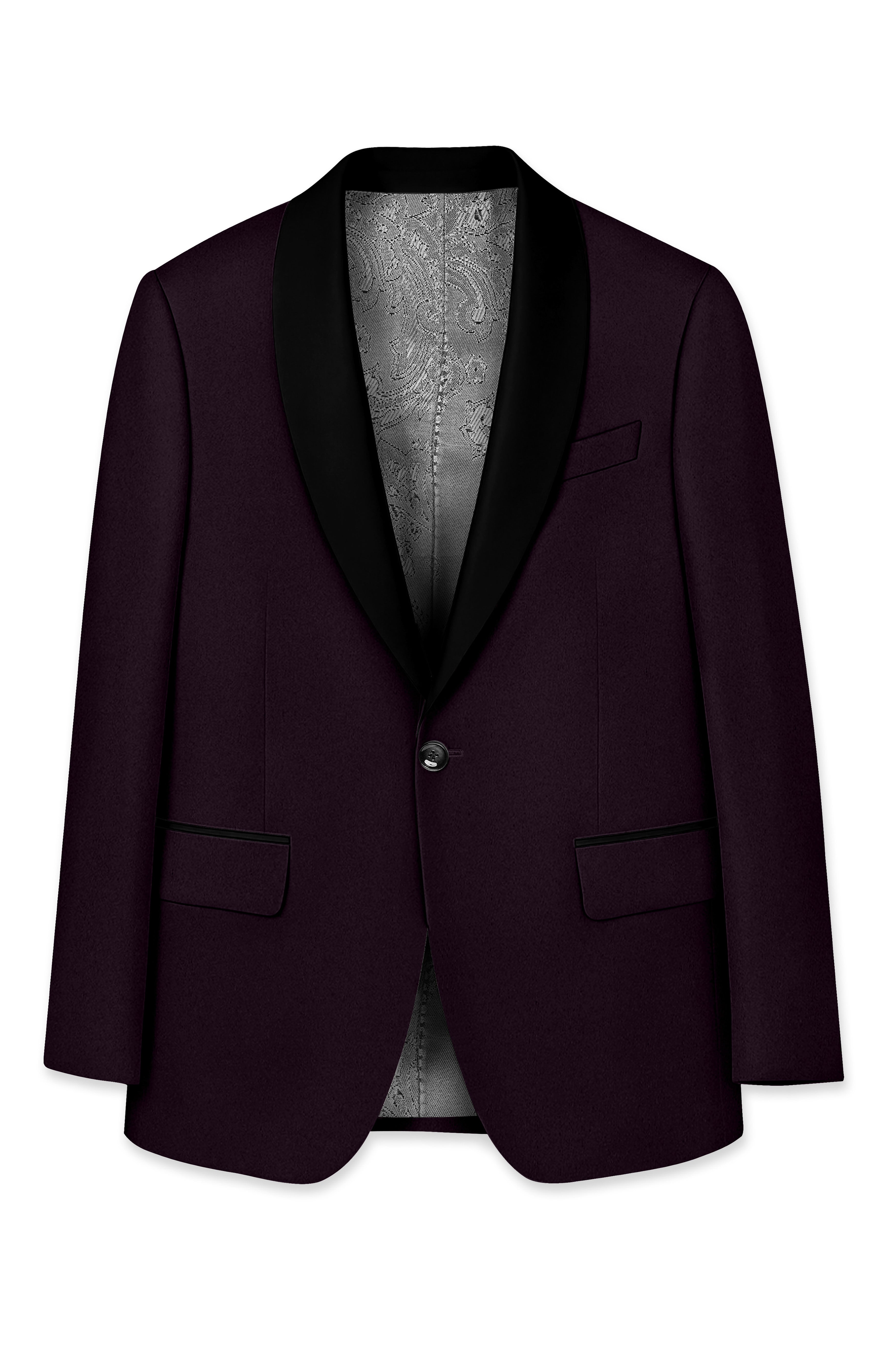 Marenzo-Korean Seal Maroon 4-Way Stretch Wrinkle-Free Wool Rich Tuxedo Suit