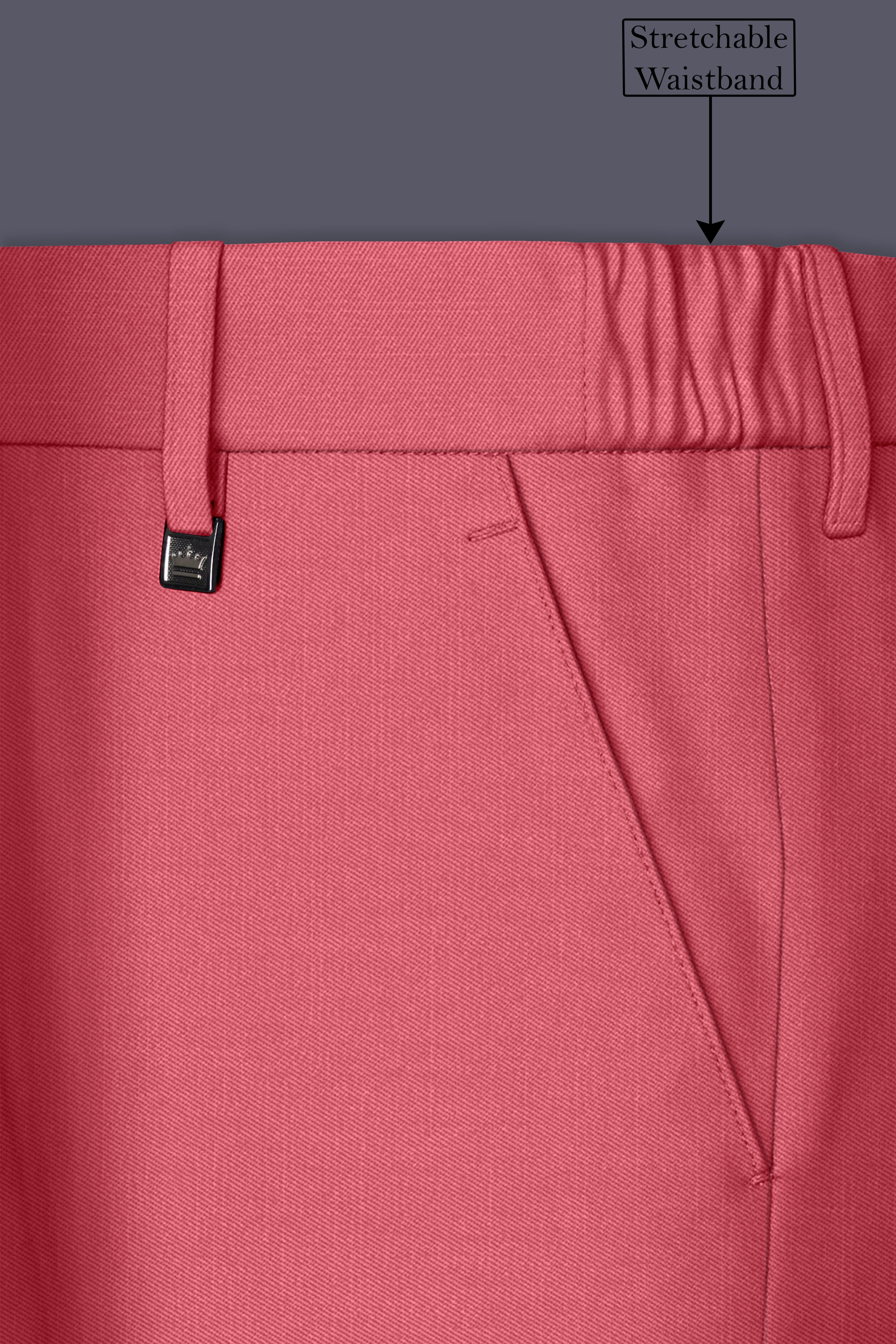 Aurerosa-Roman Pink Wool Rich Bandhgala Slight Stretch Suit