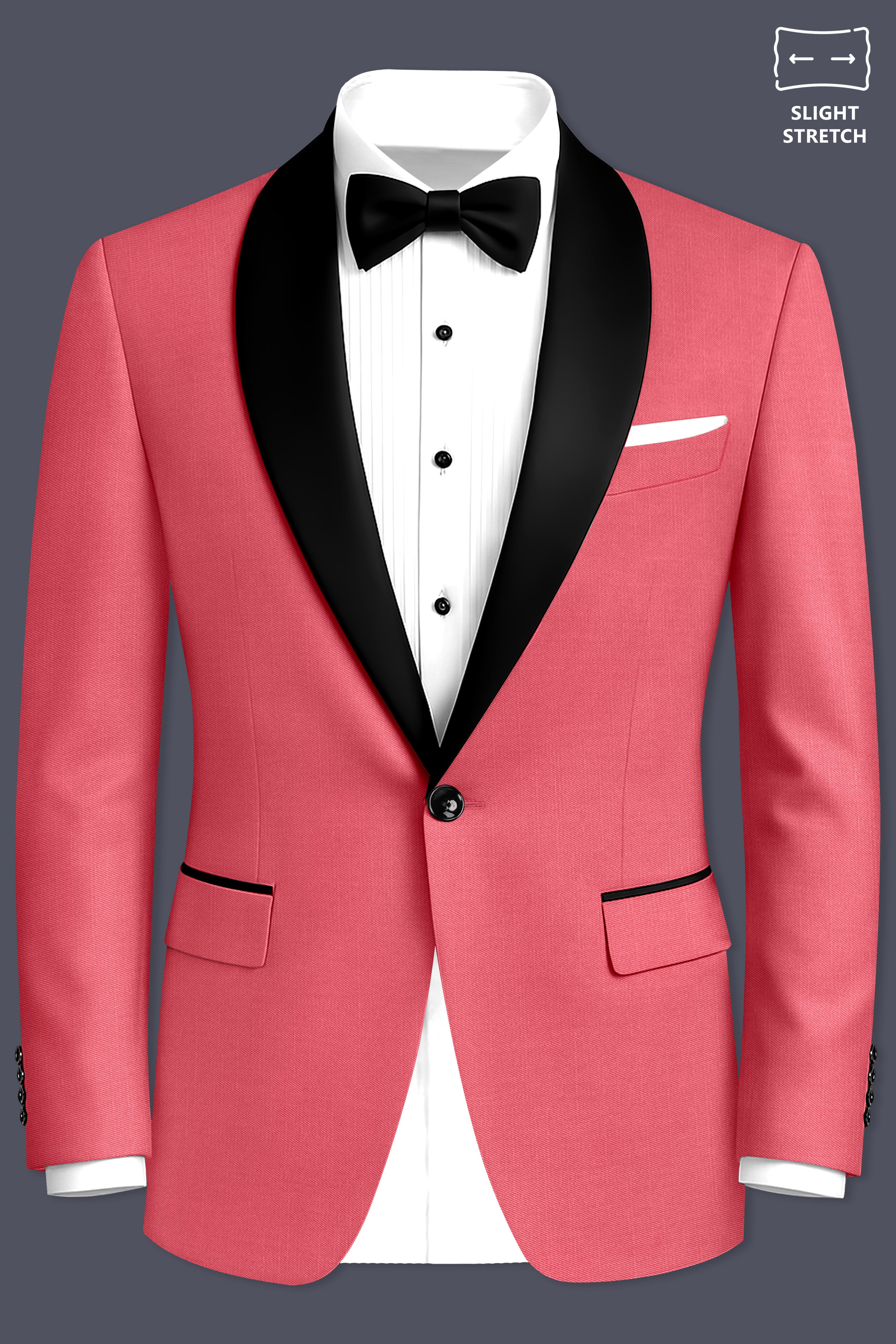 Aurerosa-Roman Pink Wool Rich Tuxedo Slight Stretch Suit