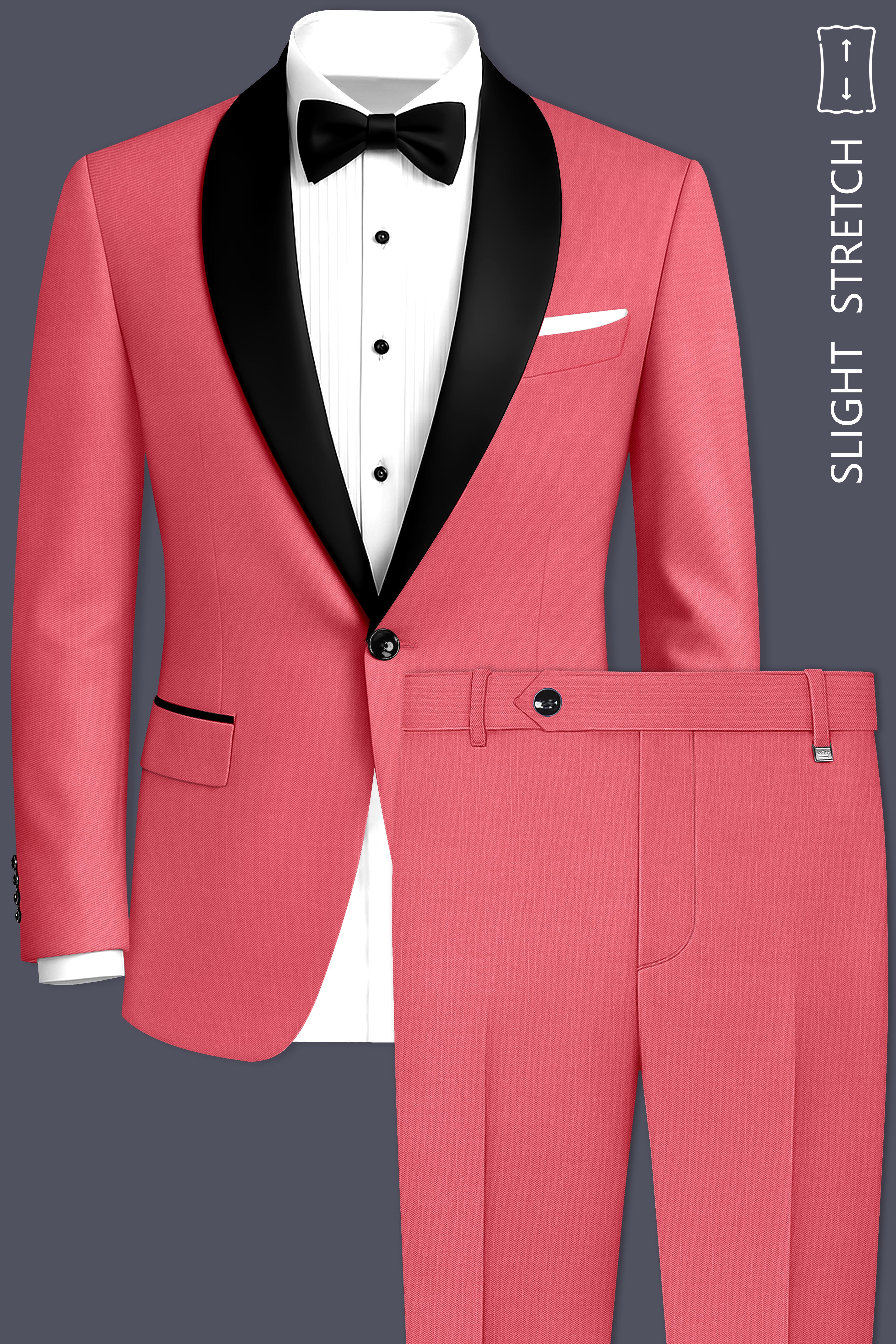 Aurerosa-Roman Pink Wool Rich Tuxedo Slight Stretch Suit