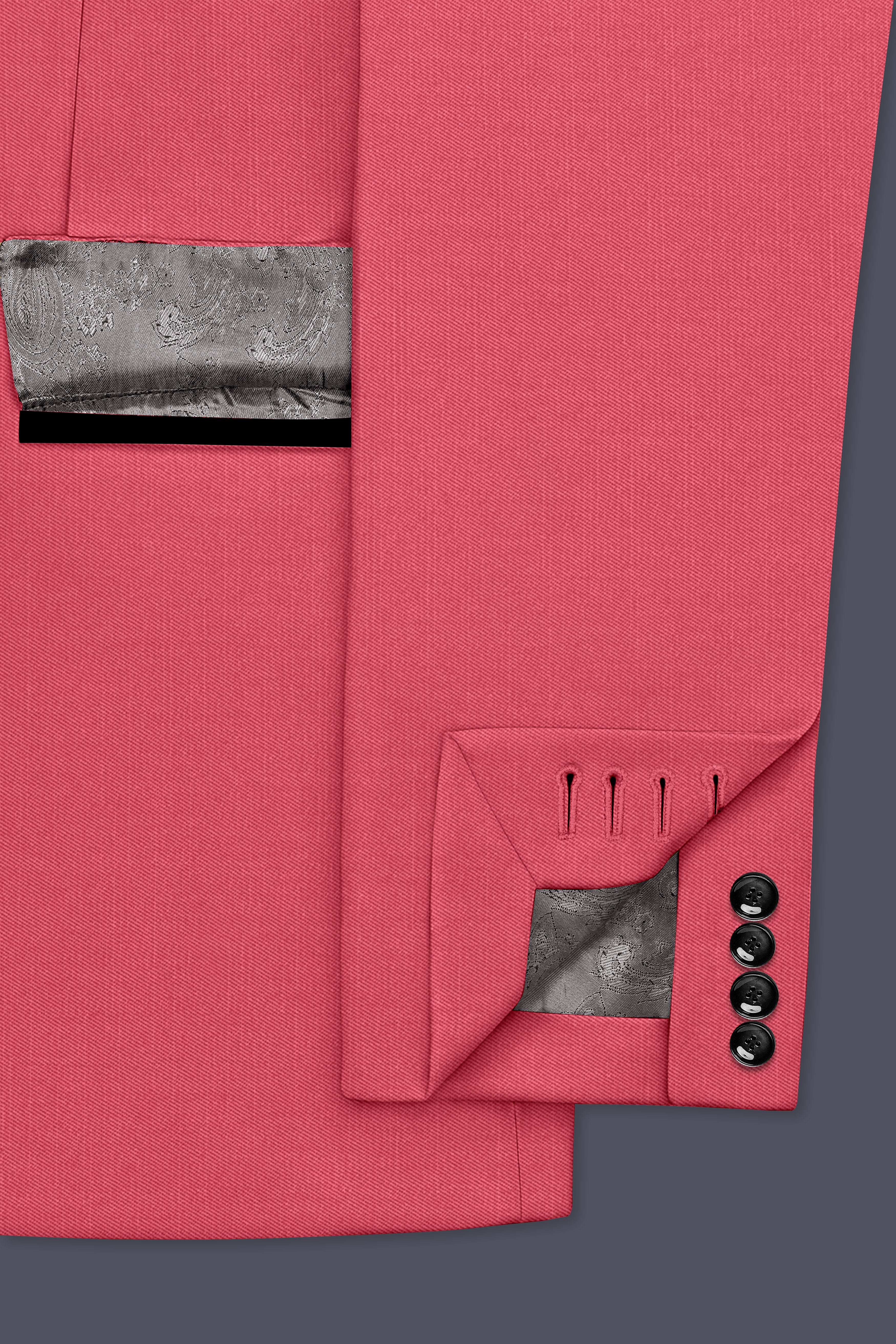 Aurerosa-Roman Pink Wool Rich Tuxedo Slight Stretch Suit