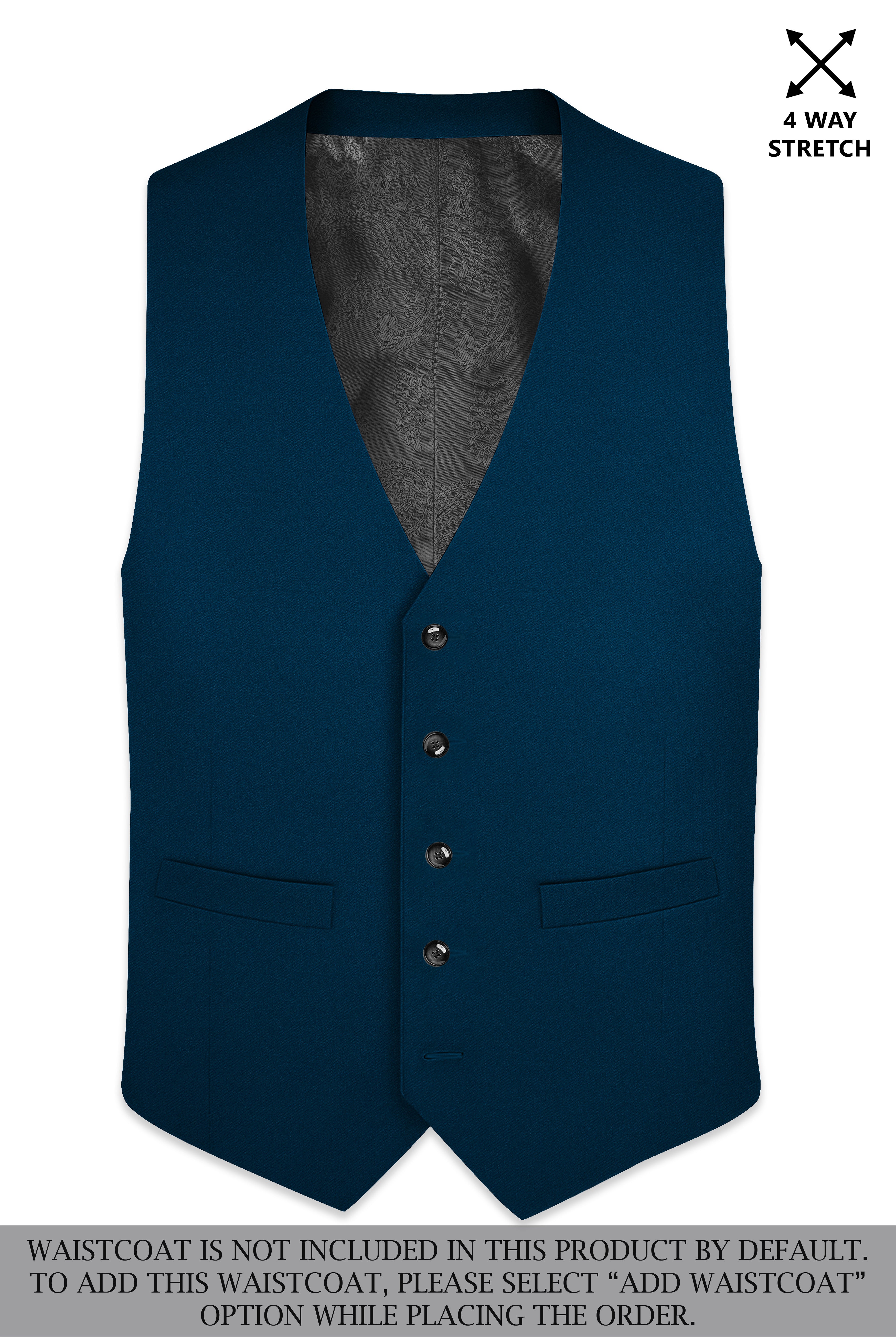 Aureblu-Korean Prussian Blue 4-Way Stretch Wrinkle-Free Fluid Drape Fabric Tuxedo Suit