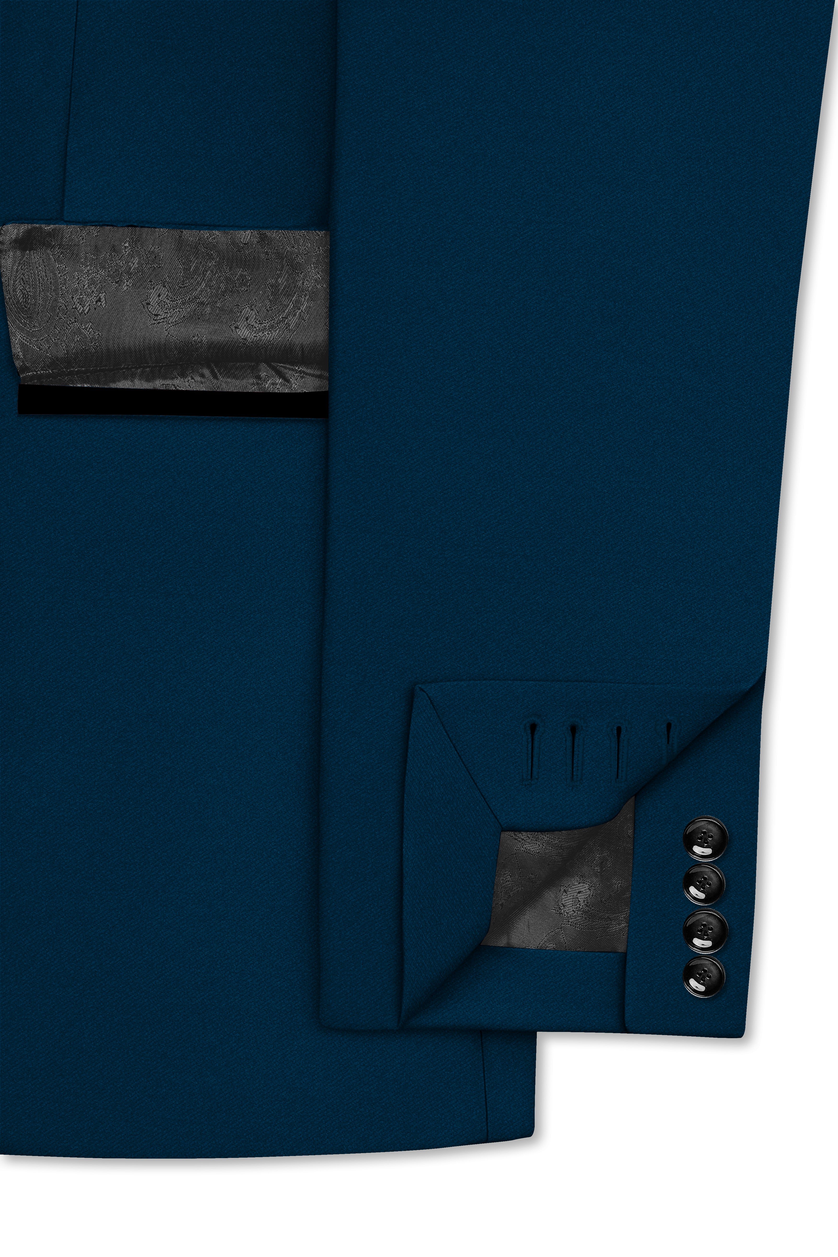 Aureblu-Korean Prussian Blue 4-Way Stretch Wrinkle-Free Fluid Drape Fabric Tuxedo Suit