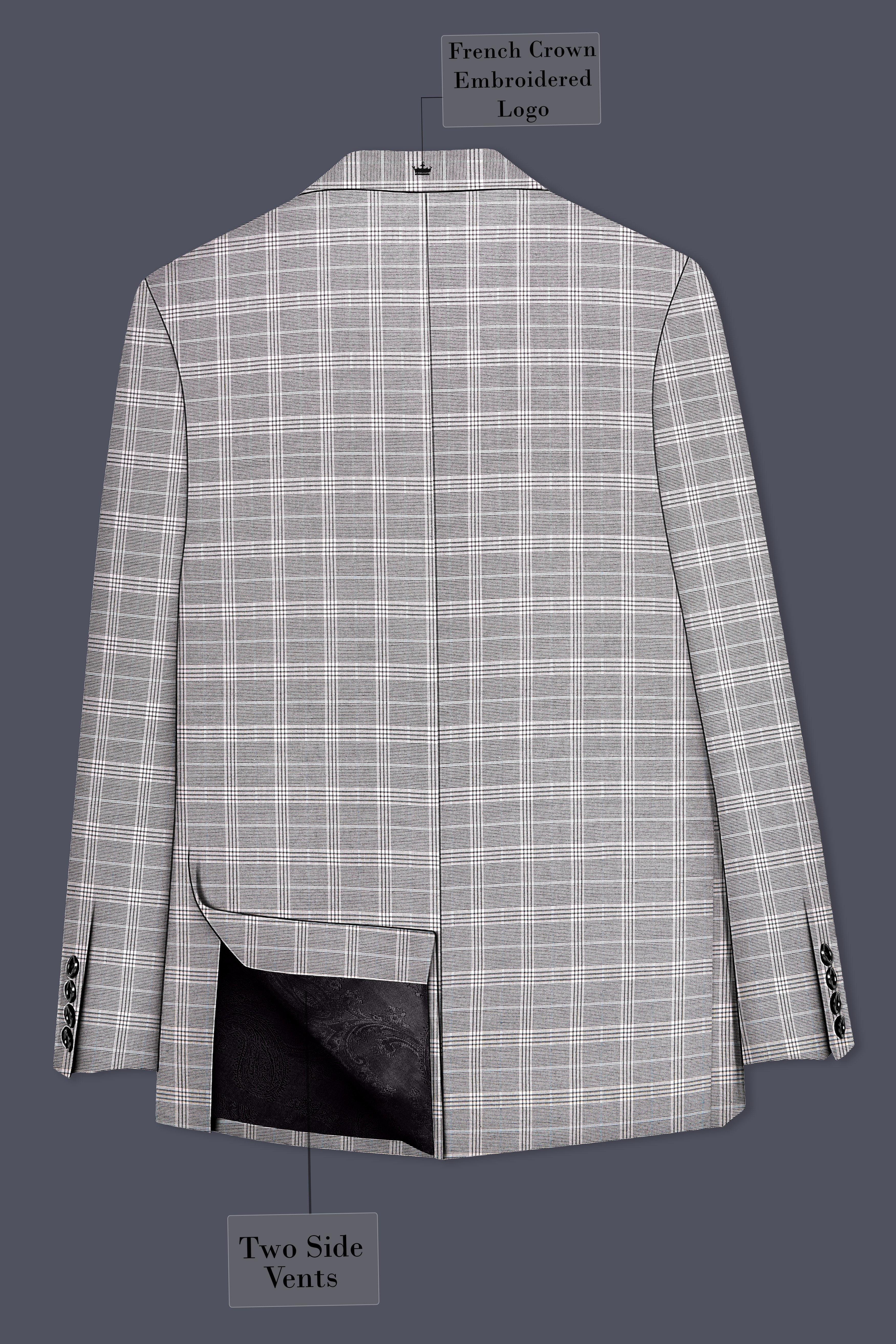 Noblero-Nobel Gray Plaid Wool Rich Single Breasted Suit