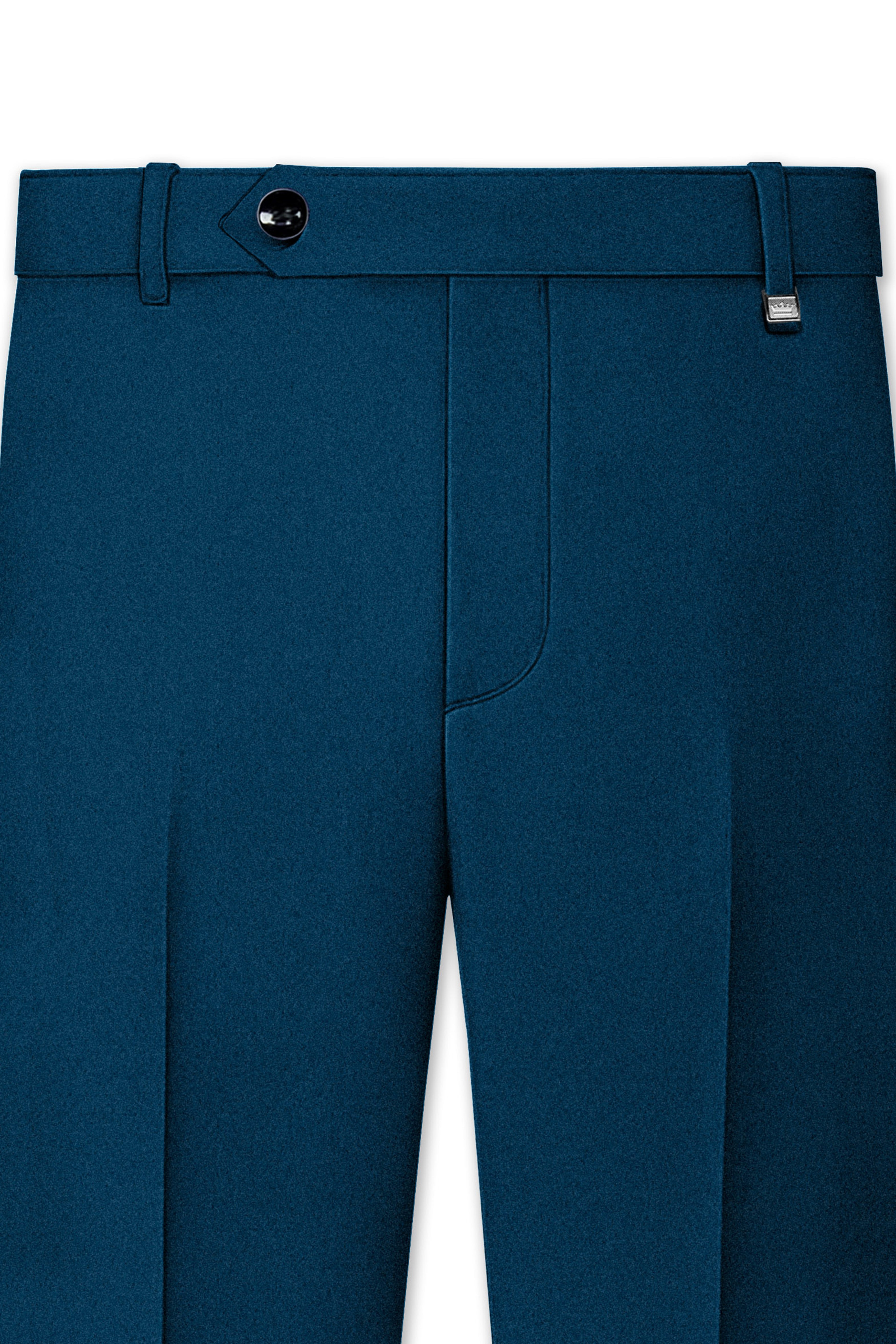 Aureblu-Korean Prussian Blue 4-Way Stretch Wool Rich Cross Placket Bandhgala Suit