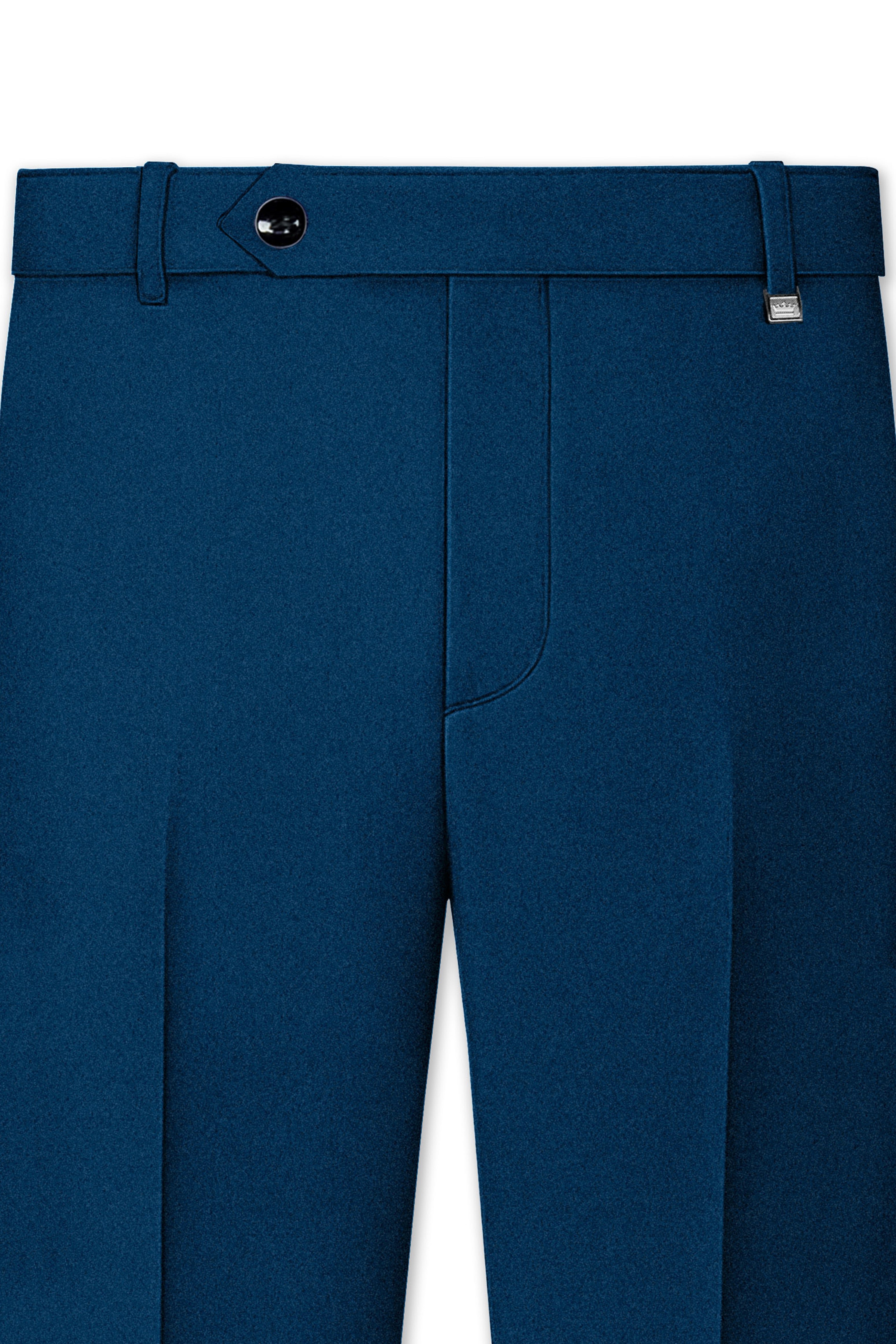 Aureblu-Korean Prussian Blue 4-Way Stretch Wrinkle-Free Wool Rich Cross Placket Bandhgala Suit