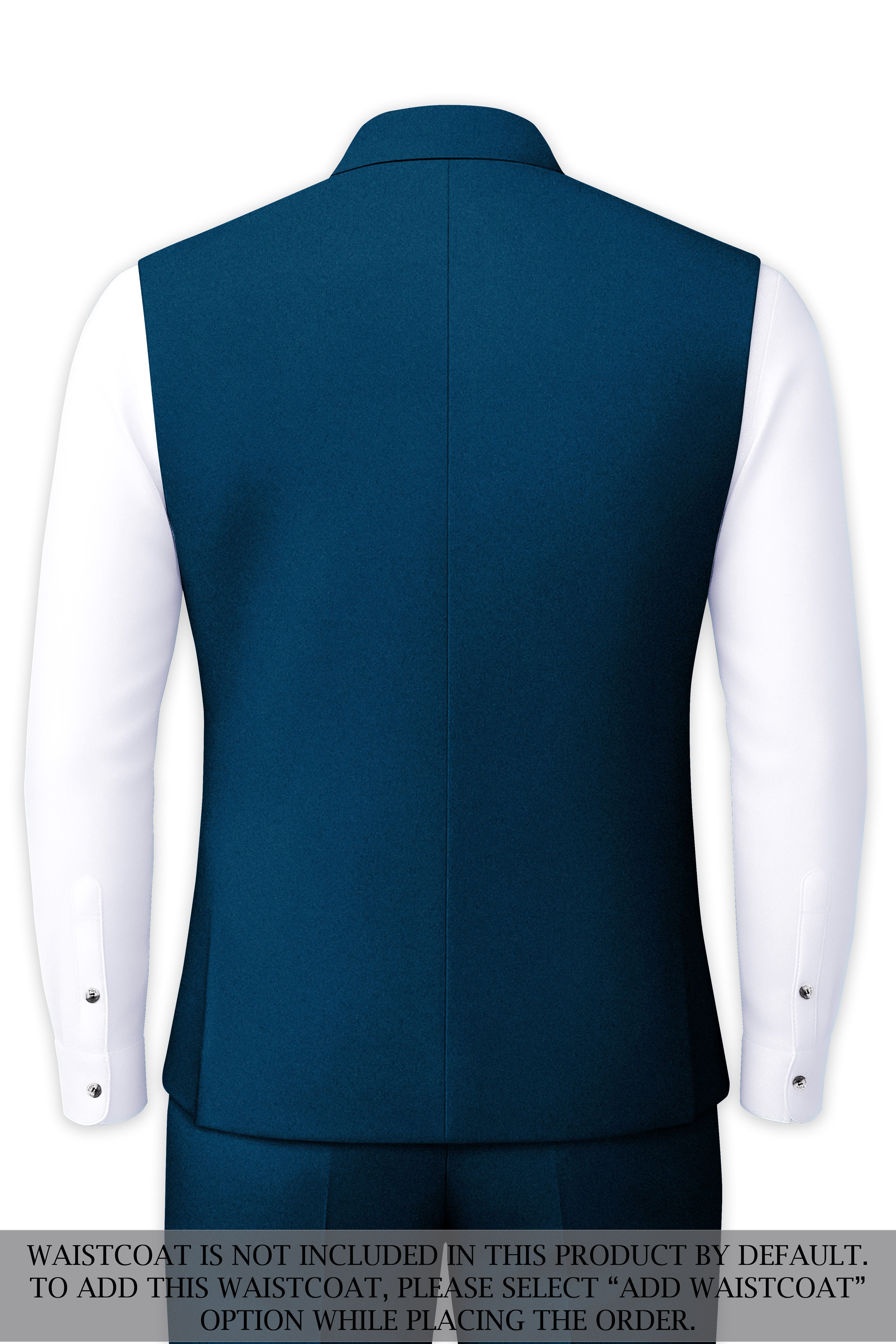 Aureblu-Korean Prussian Blue 4-Way Stretch Wool Rich Cross Placket Bandhgala Suit