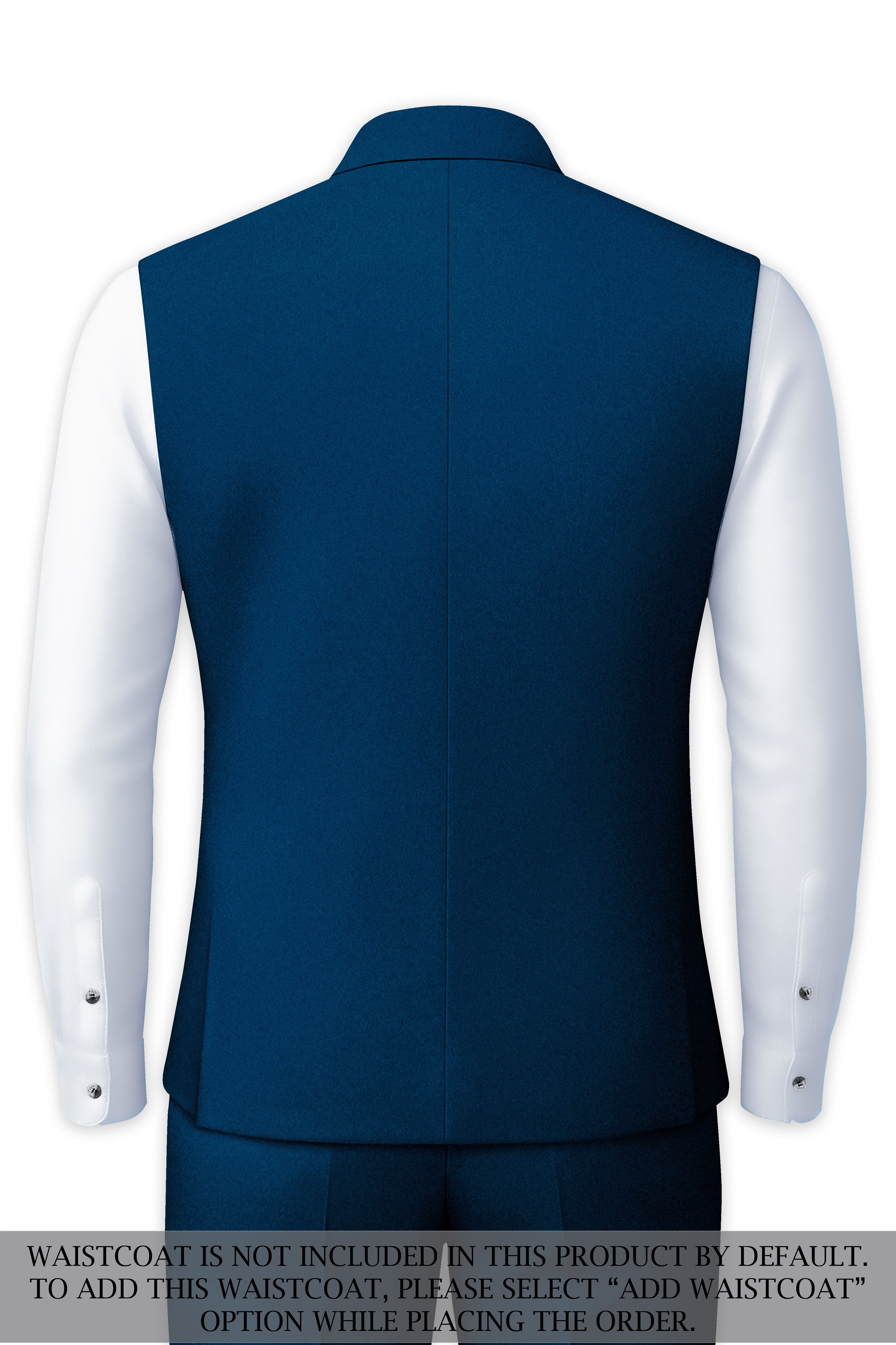 Aureblu-Korean Prussian Blue 4-Way Stretch Wrinkle-Free Wool Rich Cross Placket Bandhgala Suit