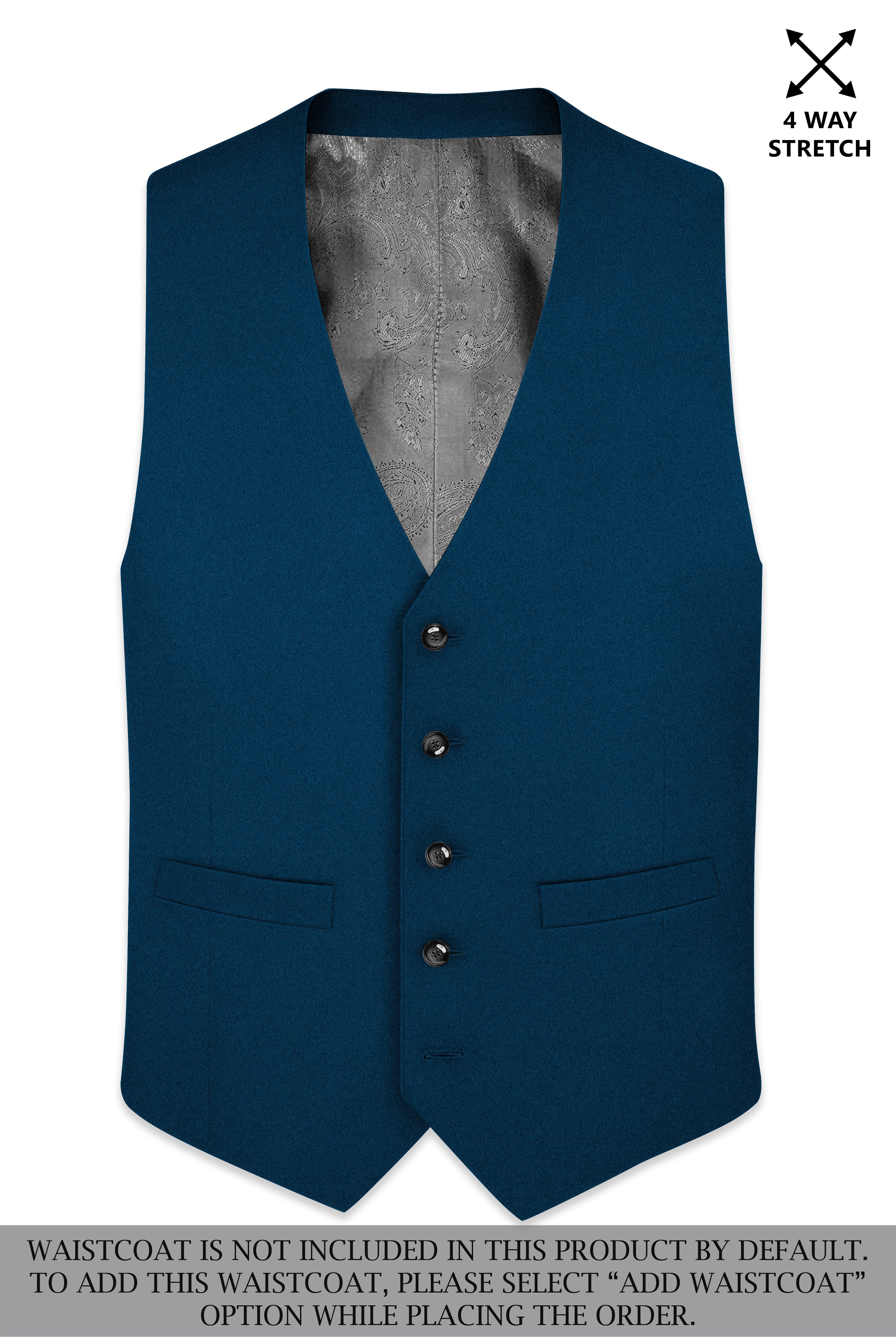 Aureblu-Korean Prussian Blue 4-Way Stretch Wool Rich Double Breasted Suit
