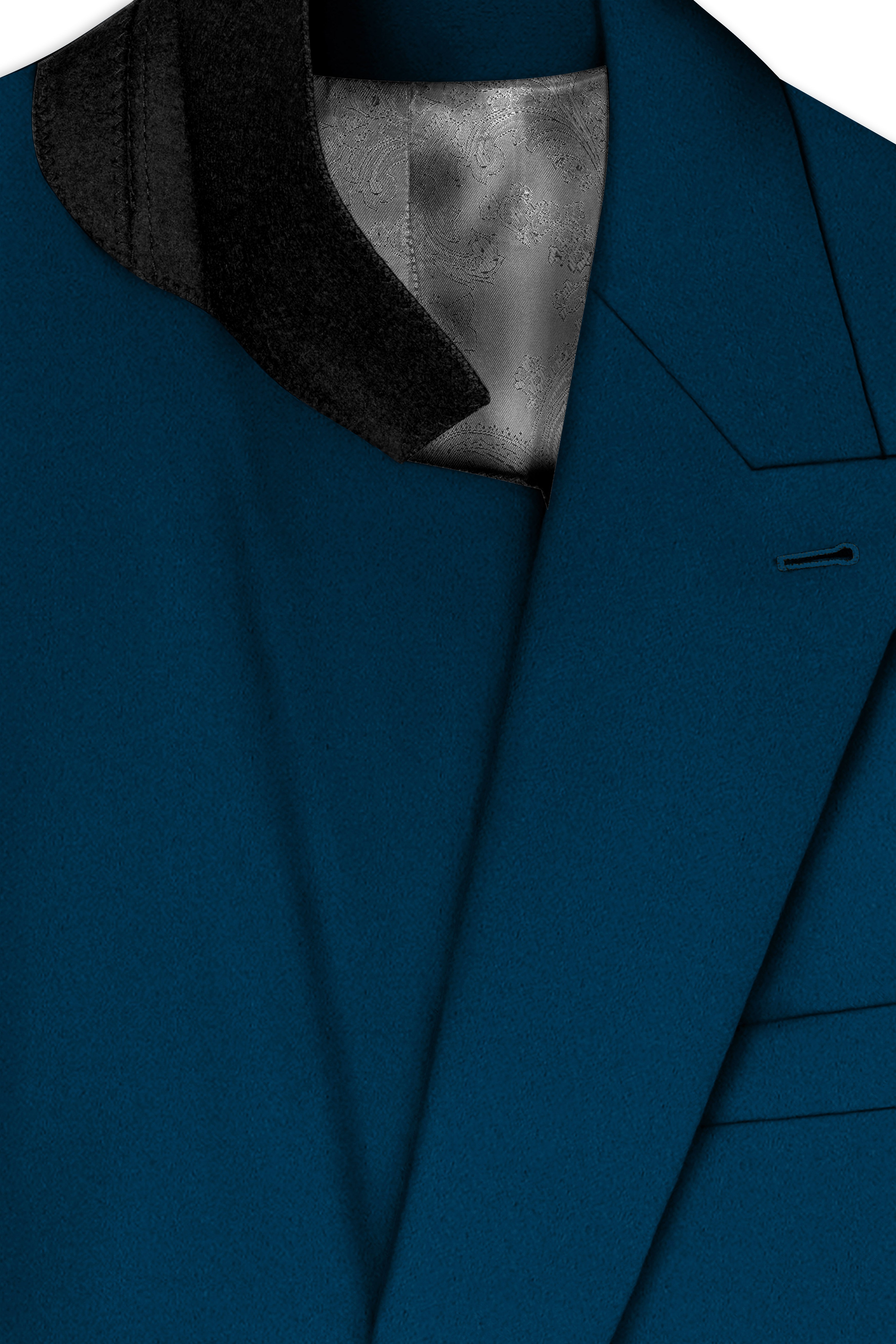 Aureblu-Korean Prussian Blue 4-Way Stretch Wool Rich Double Breasted Suit